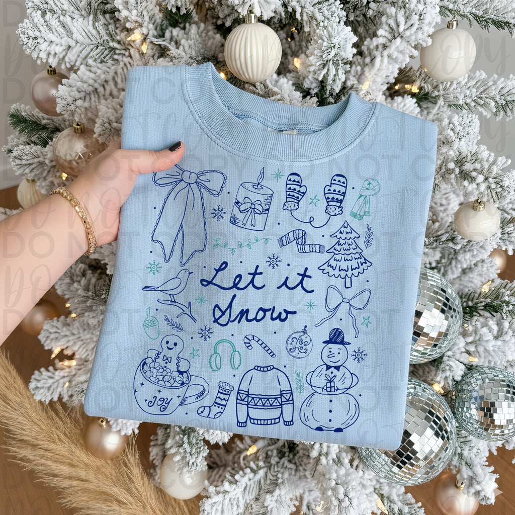 Let It Snow Winter Doodle PNG