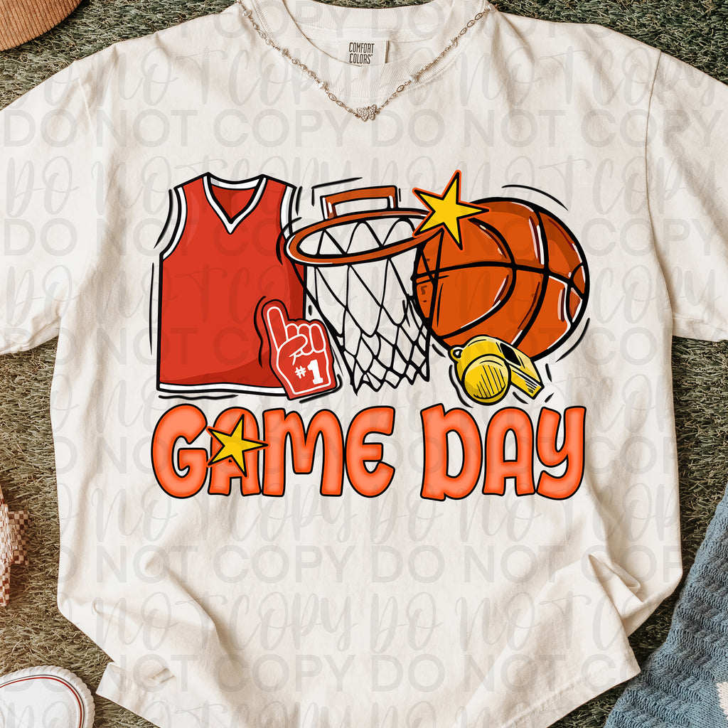 Retro Basketball Game Day PNG