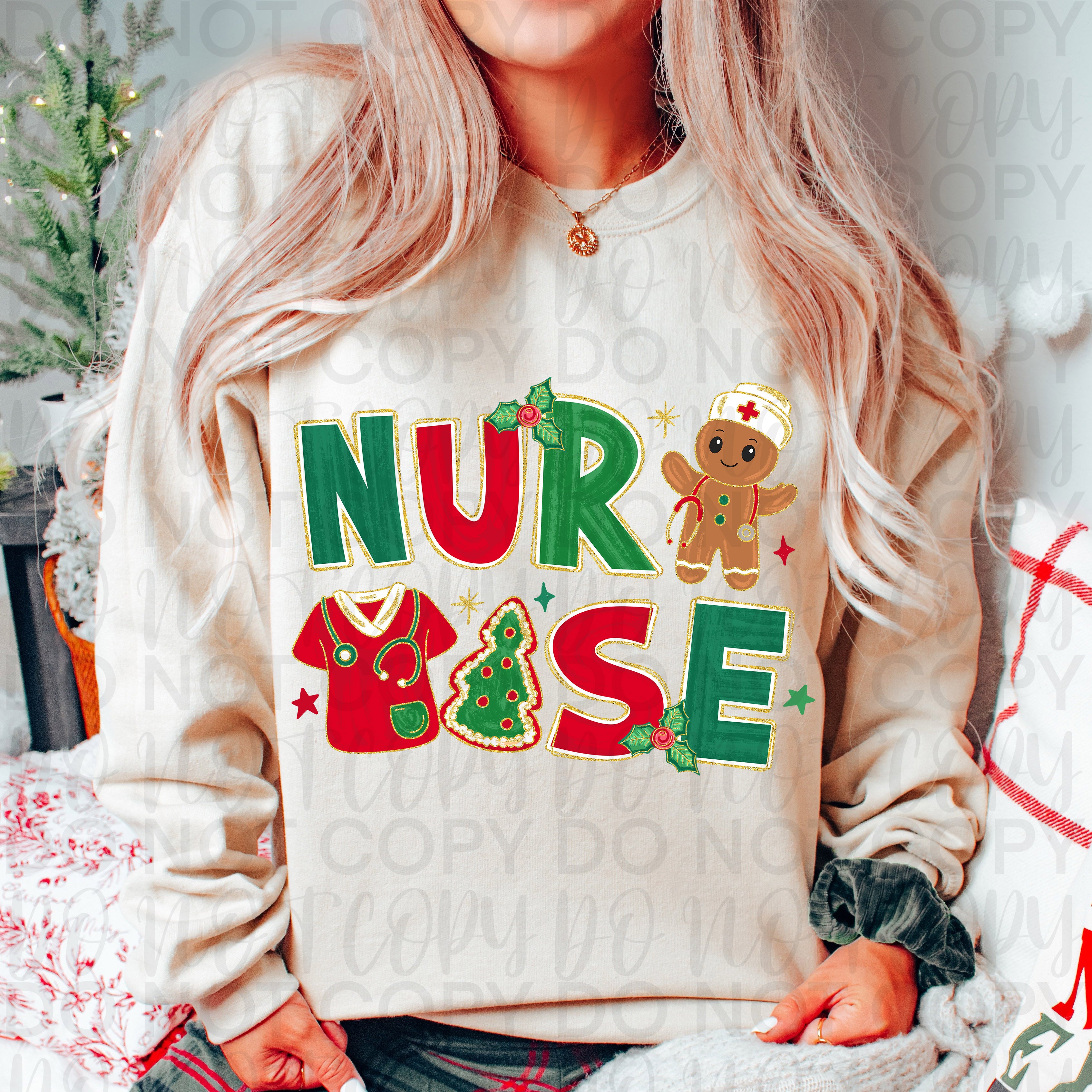 Nurse Christmas Doodle PNG