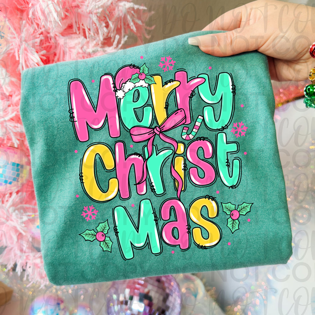 Merry Christmas Doodle Letters PNG