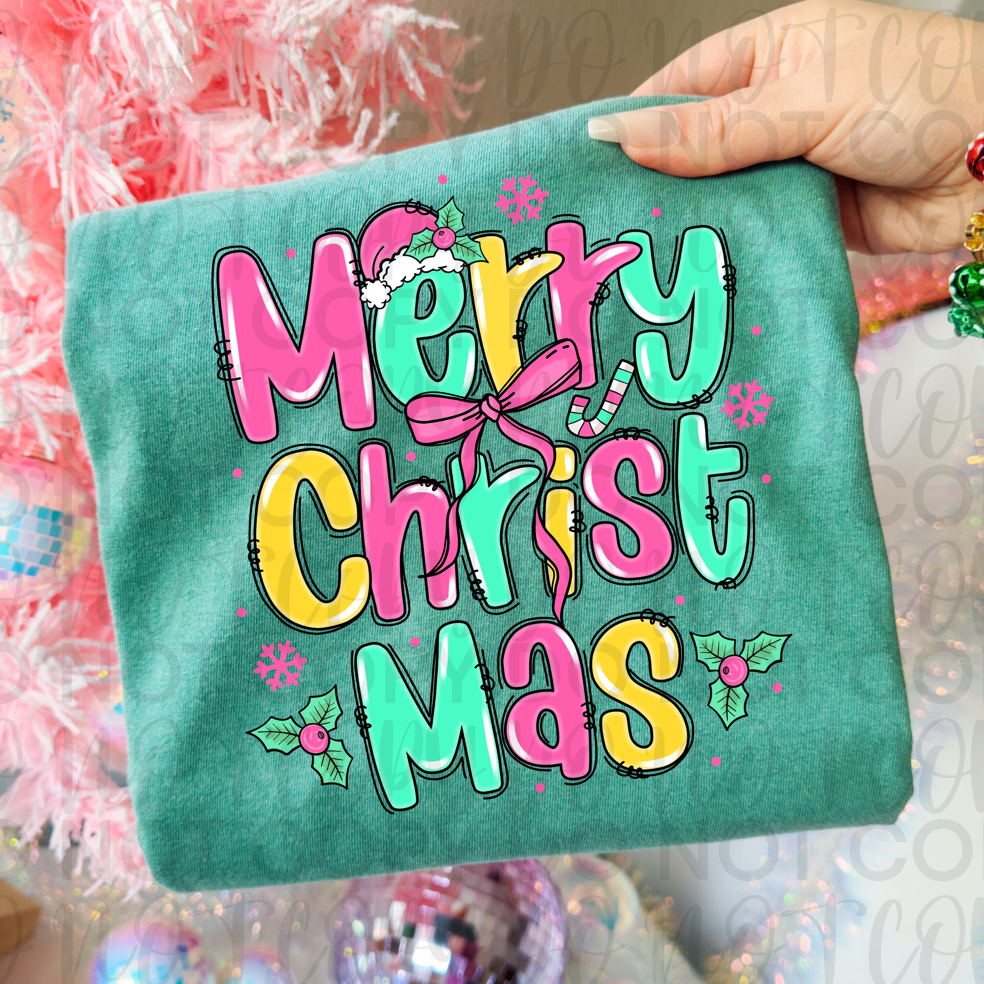Merry Christmas Doodle Letters PNG