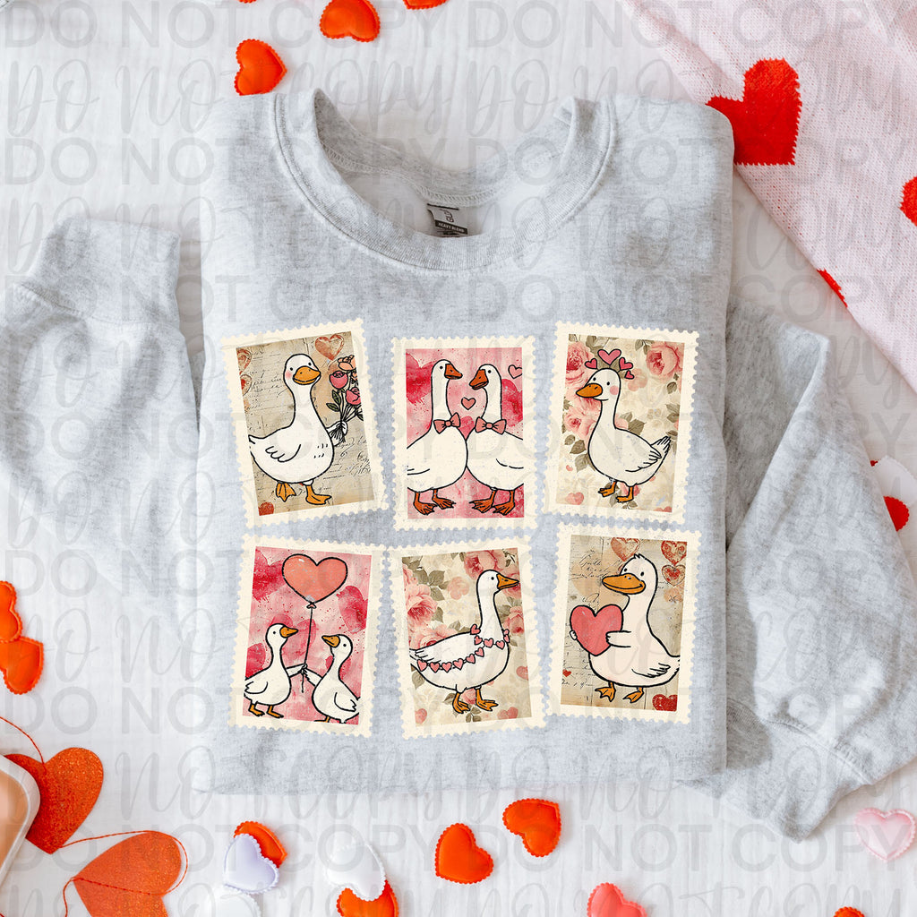 Vintage Valentine Goose Stamps PNG