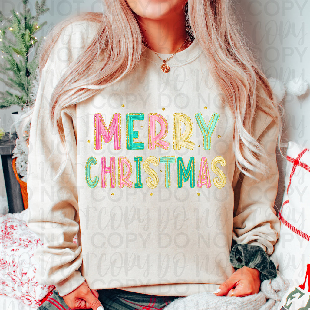 Pink Merry Christmas Doodle PNG