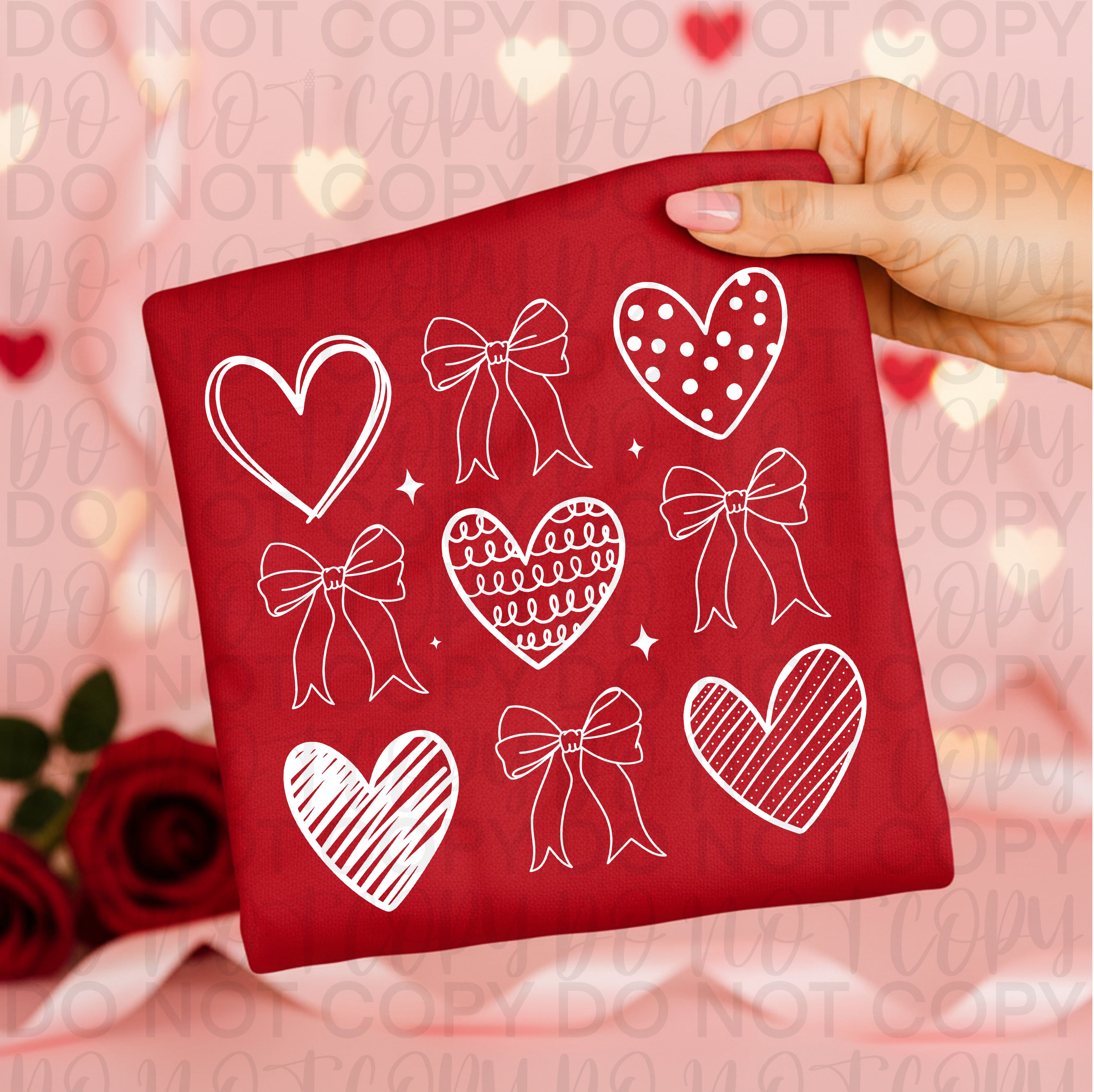 Valentine Coquette Heart Doodle PNG