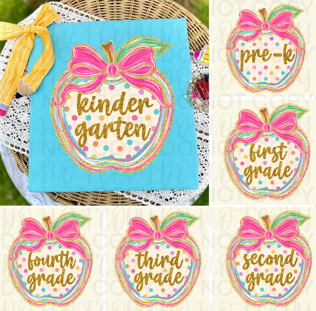 Preppy Back to School Teacher Apple PNG Bundle