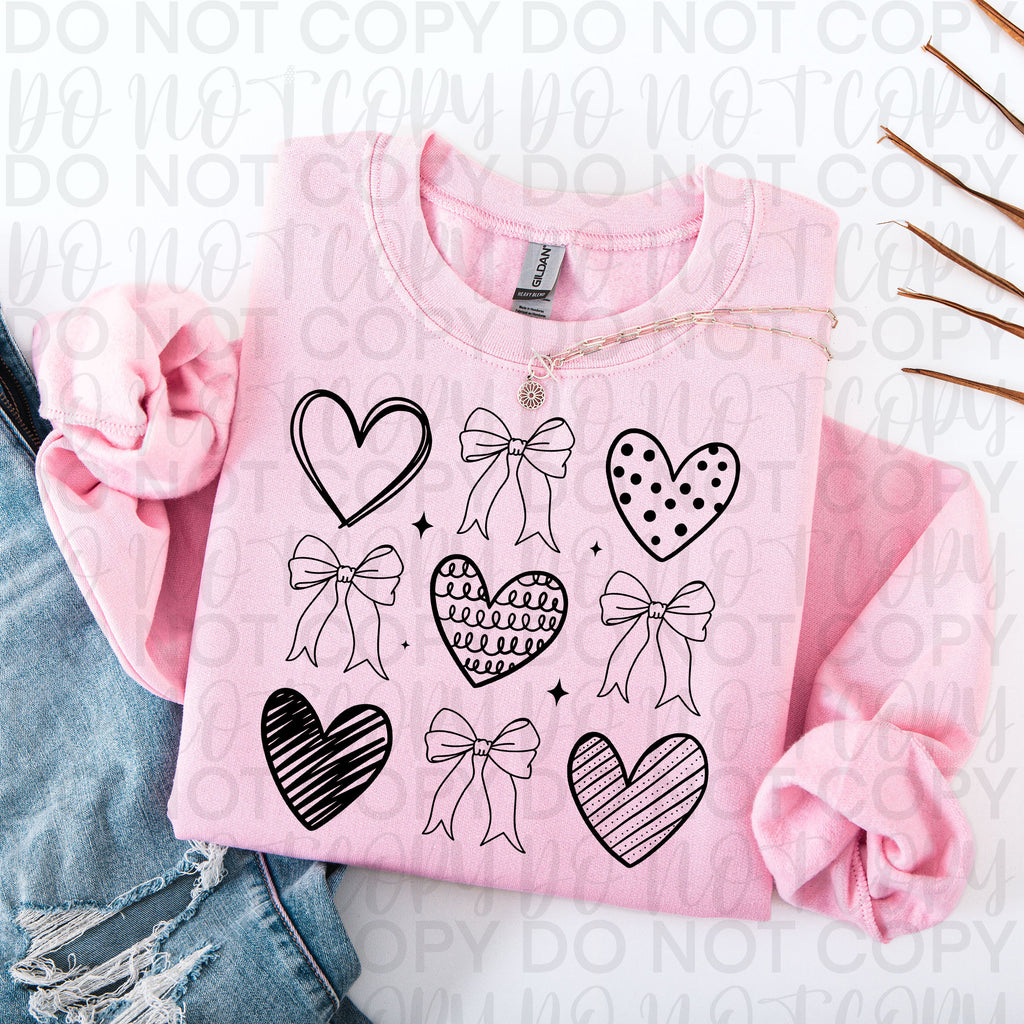 Valentine Coquette Heart Doodle PNG