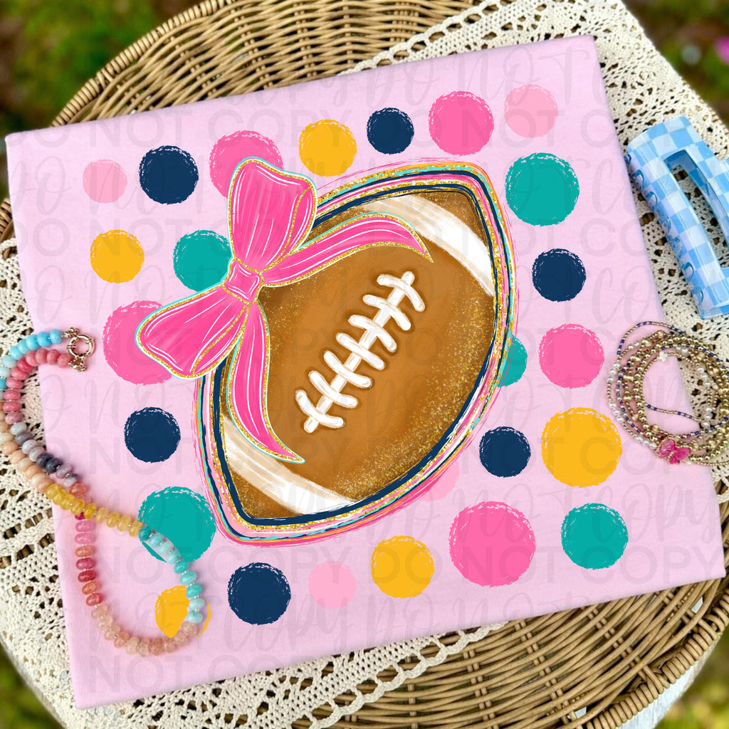 Polka Dot Football Coquette PNG