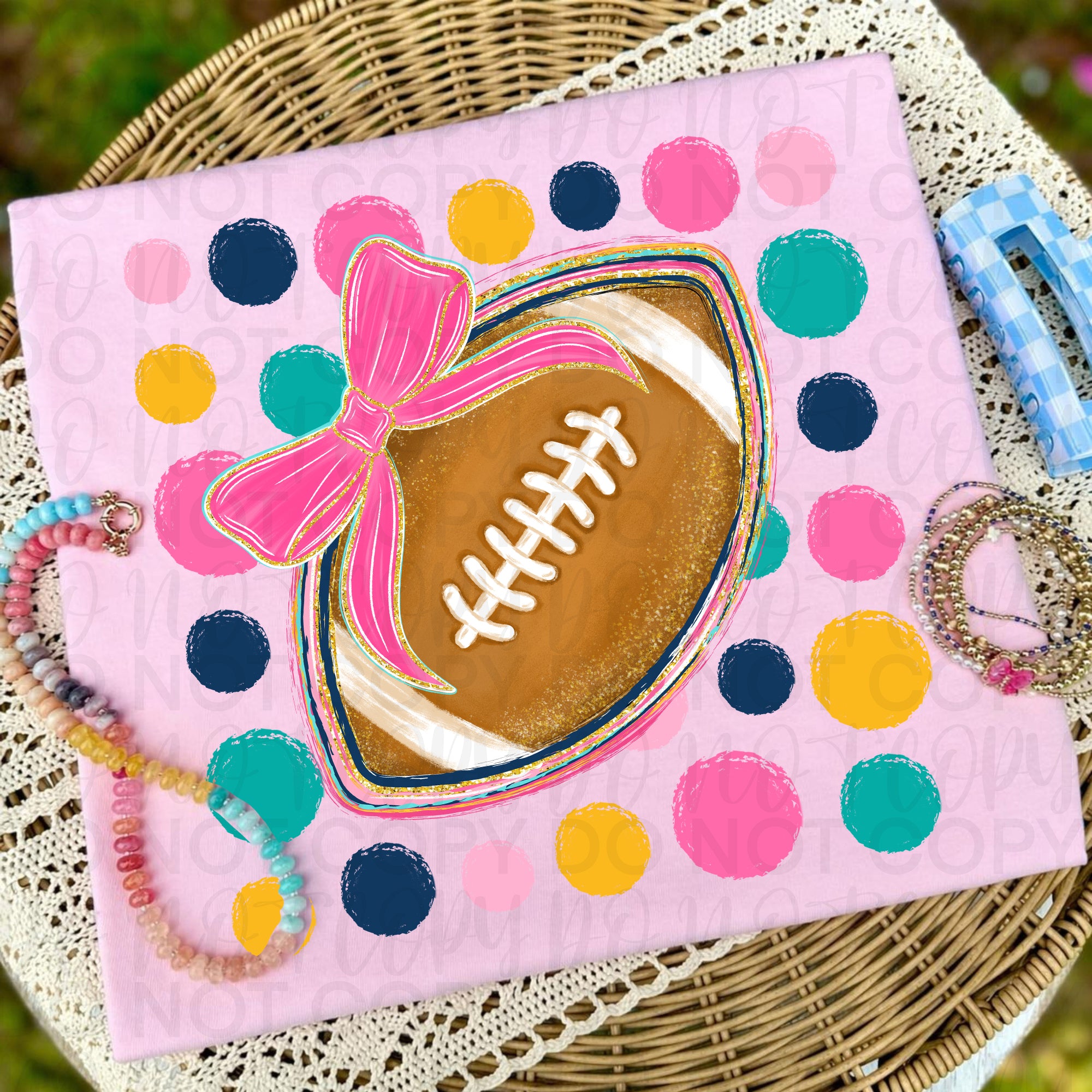Polka Dot Football Coquette PNG