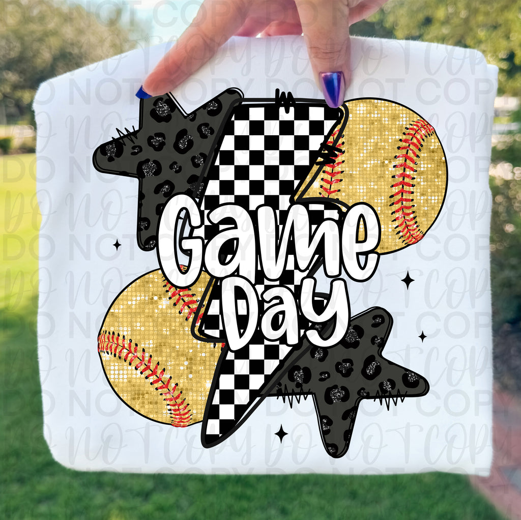 Retro Leopard Softball Game Day PNG