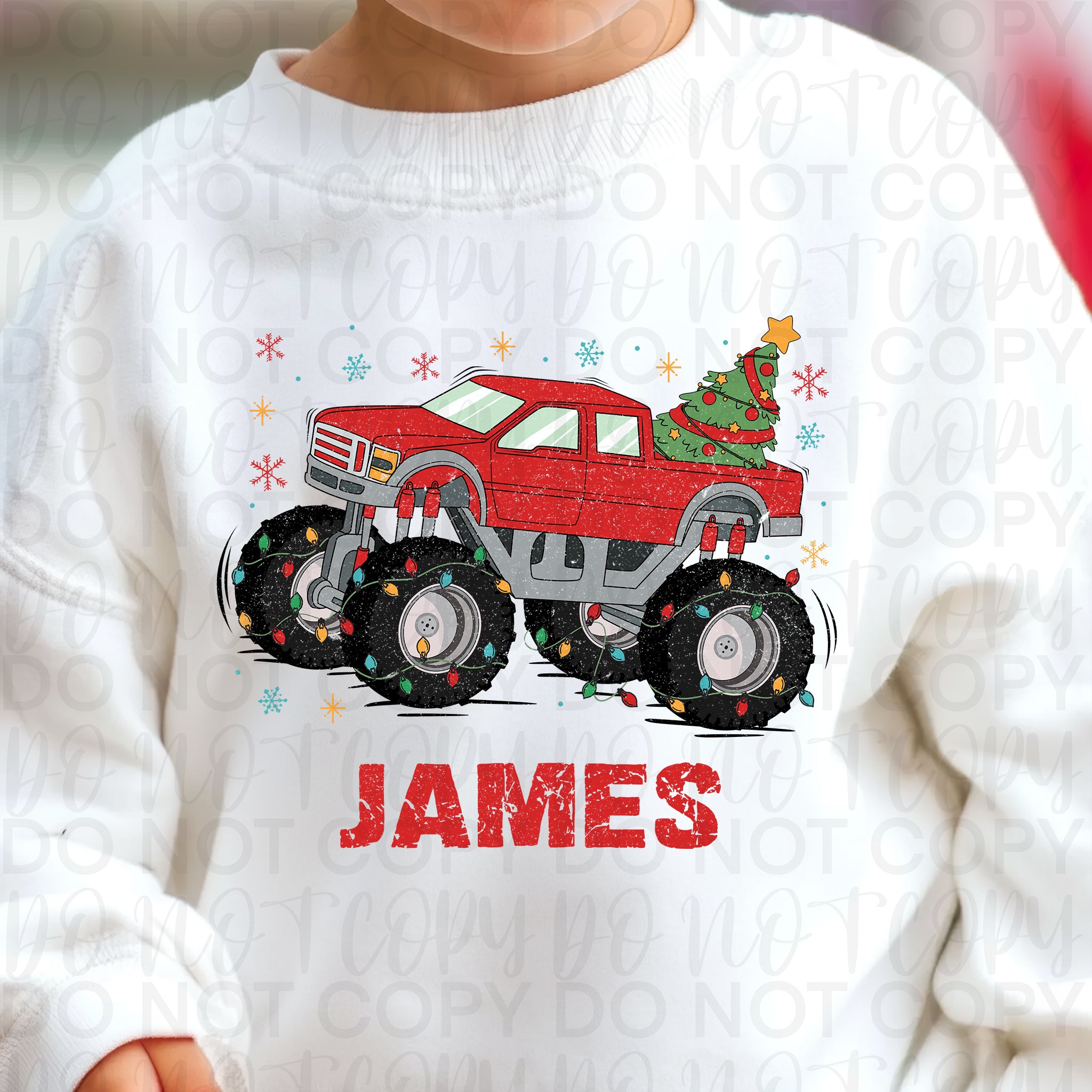 Christmas Monster Truck (Add Custom Names)