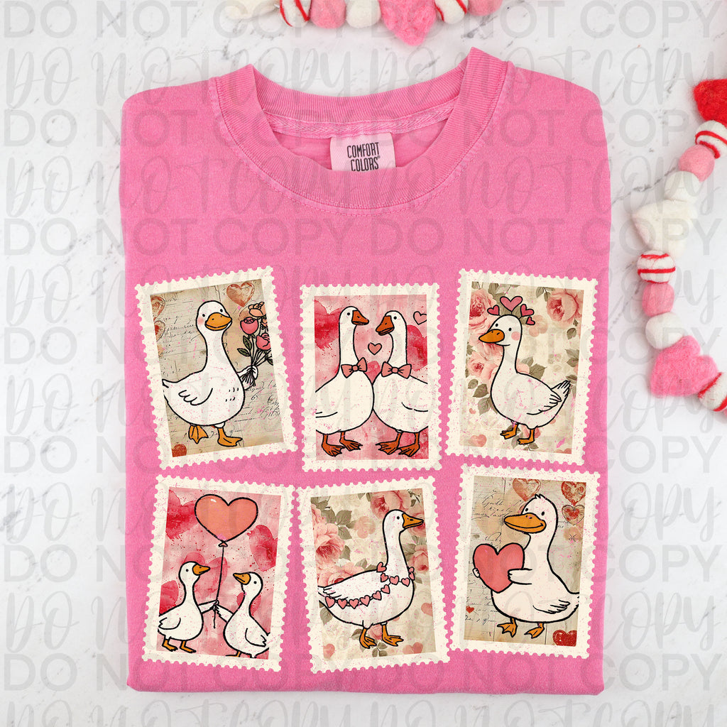 Vintage Valentine Goose Stamps PNG
