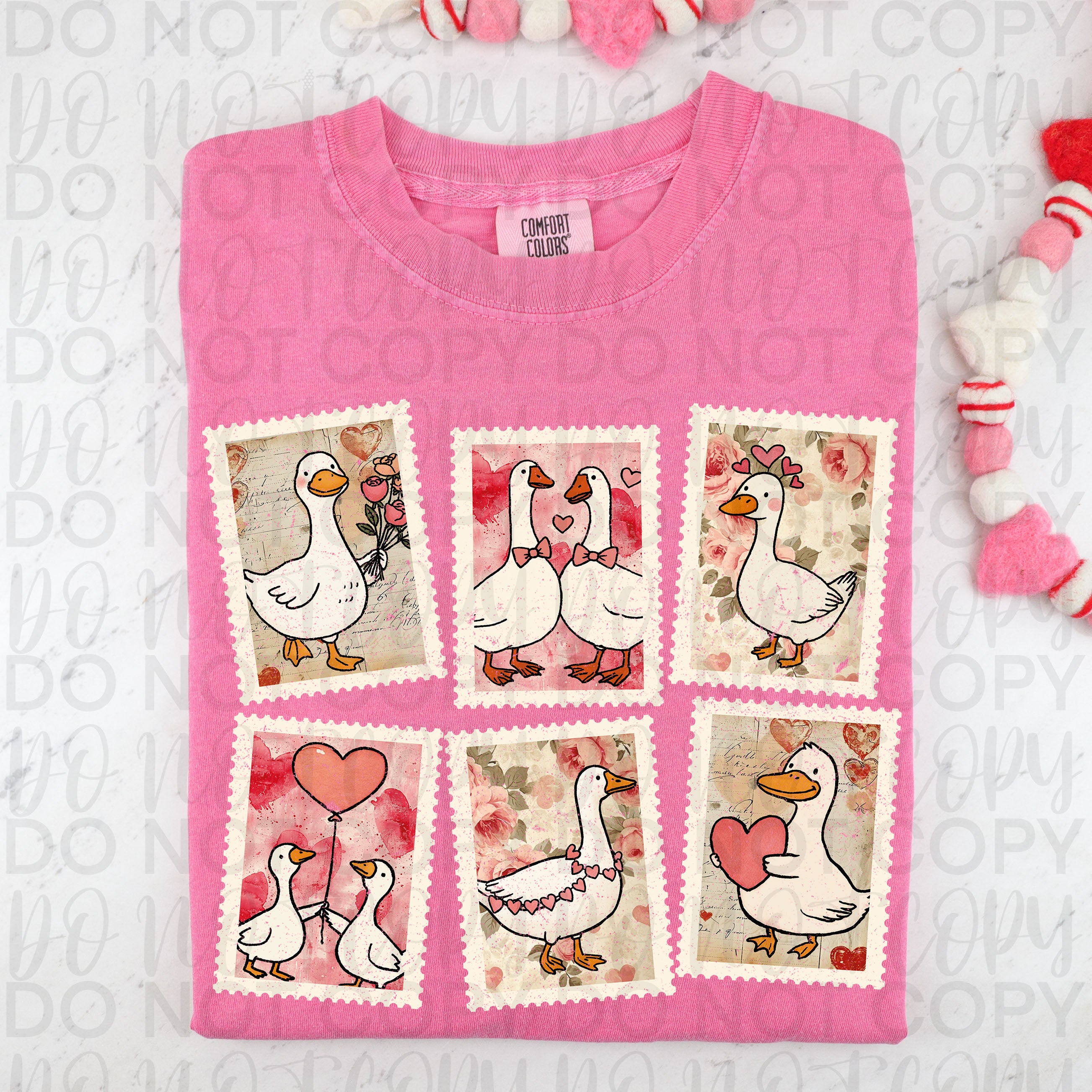 Vintage Valentine Goose Stamps PNG