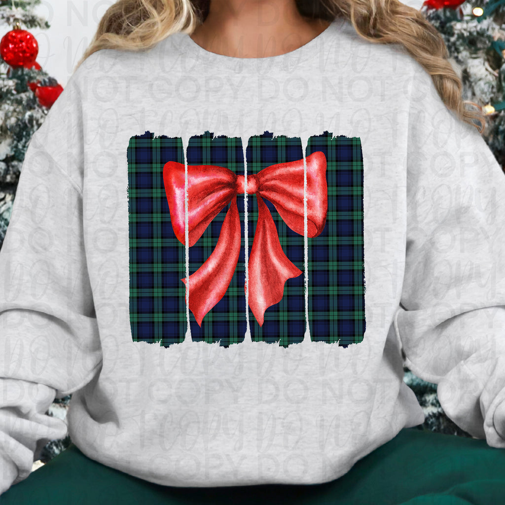 Coquette Plaid Christmas Brushstroke PNG