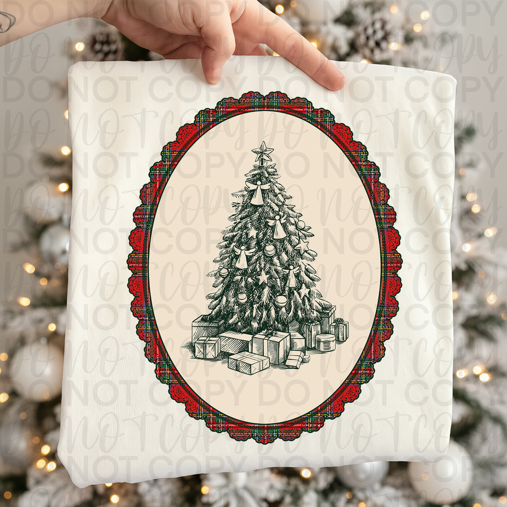 Vintage Christmas Tree Frame PNG