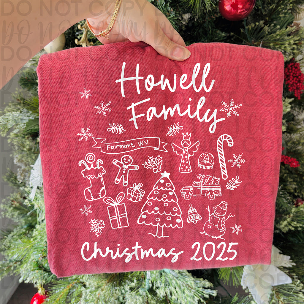 *Editable* Family Christmas Doodle PNG