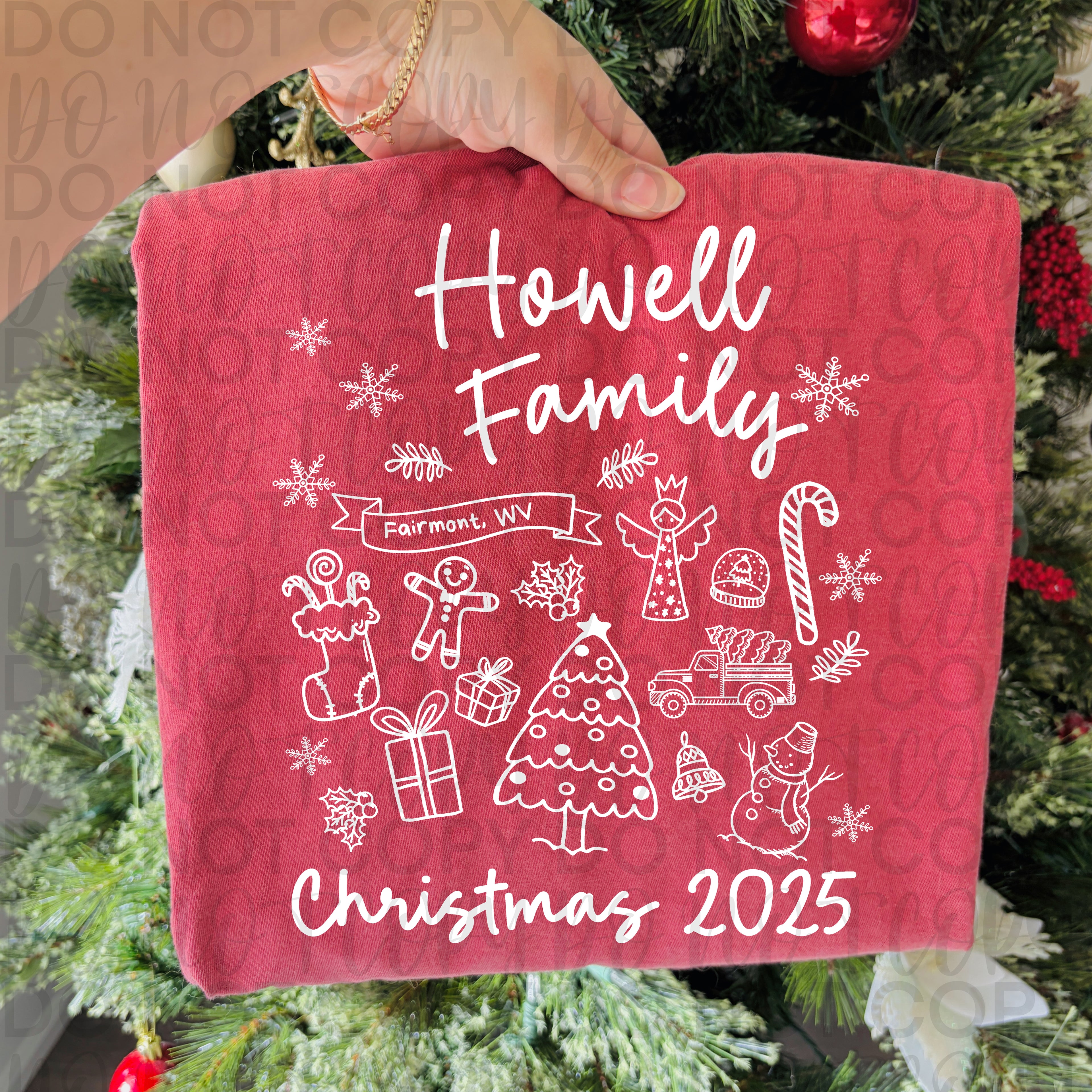 *Editable* Family Christmas Doodle PNG