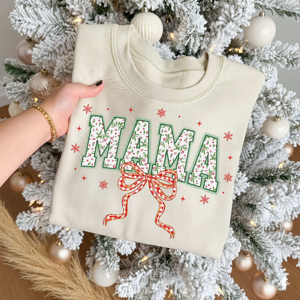 Red Plaid Christmas Mama Lace PNG