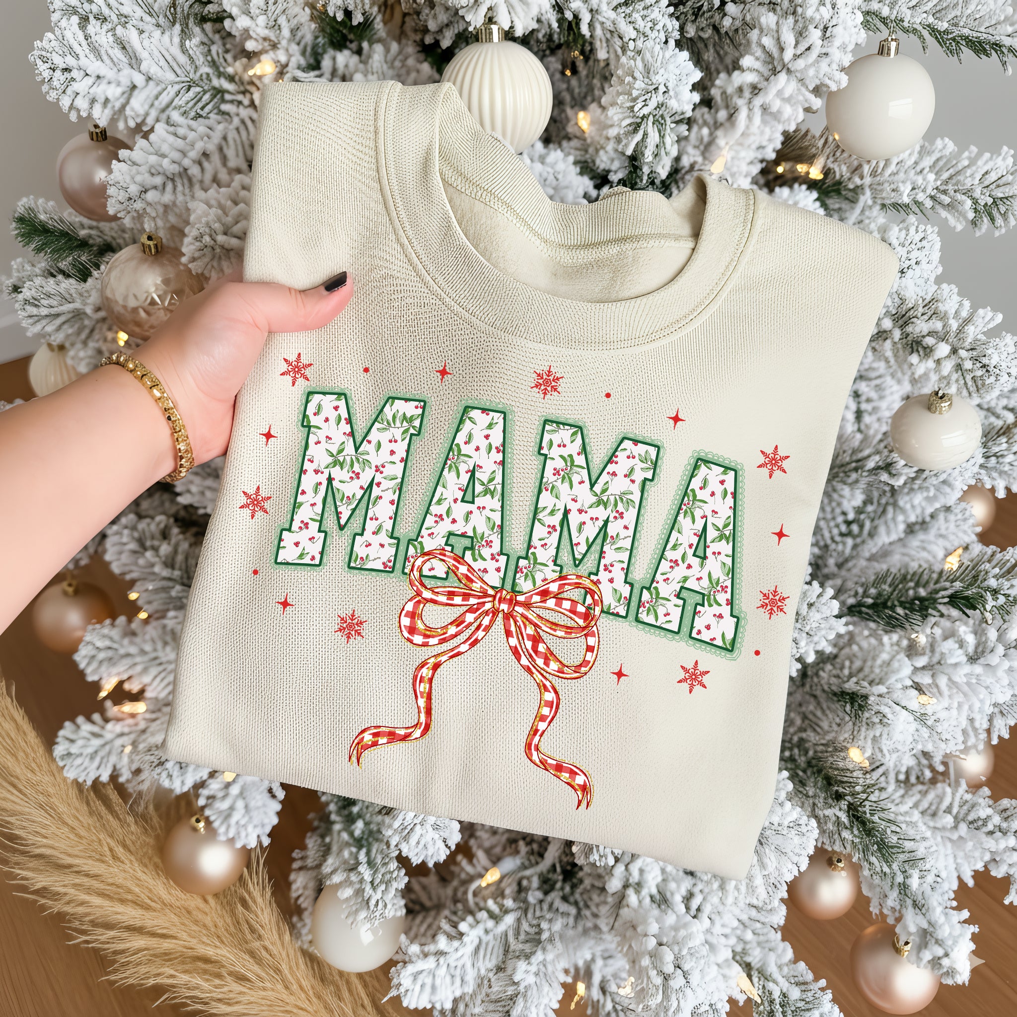 Red Plaid Christmas Mama Lace PNG