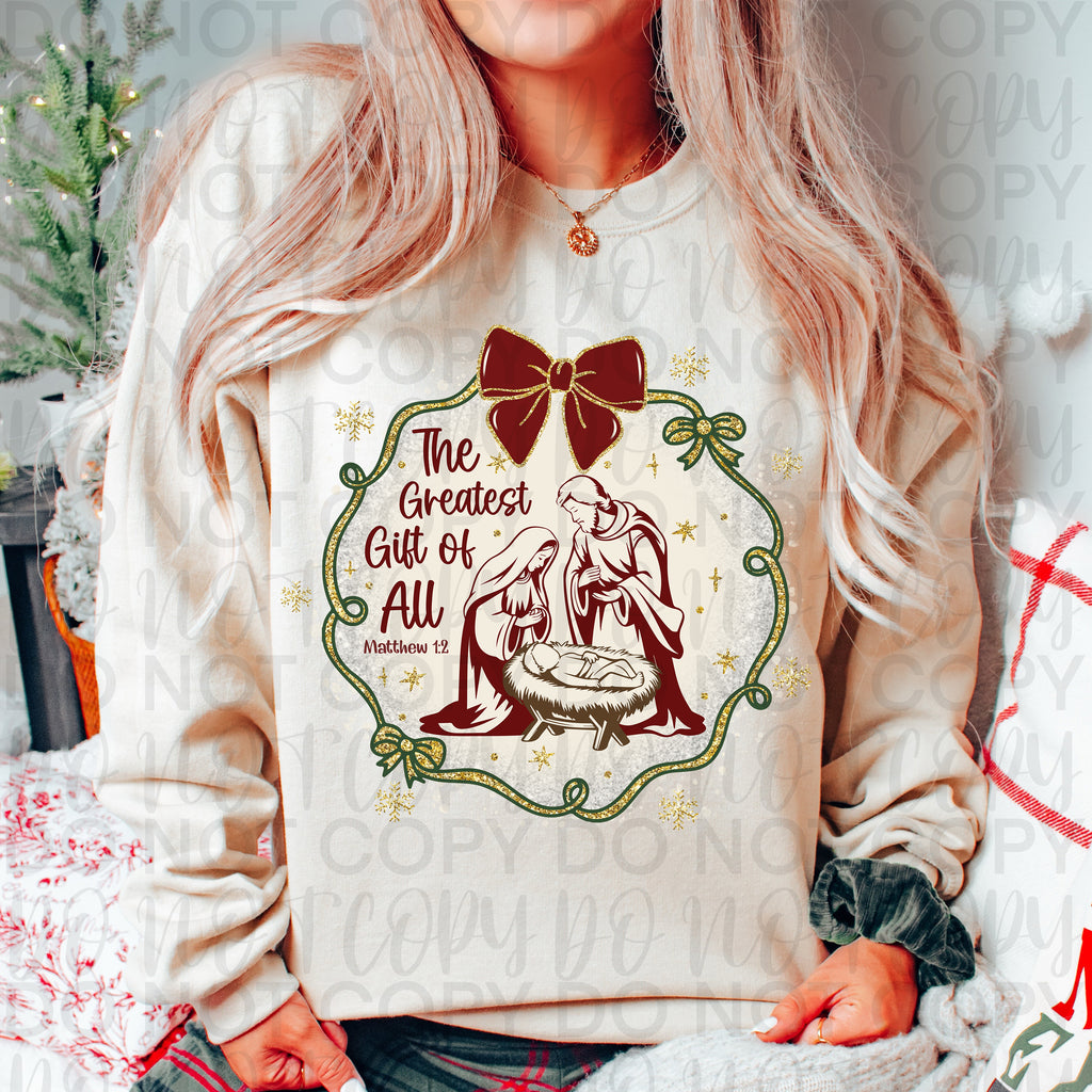 Christian Christmas Greatest Gift of All Coquette Frame PNG