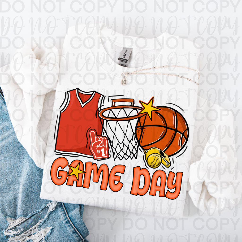 Retro Basketball Game Day PNG