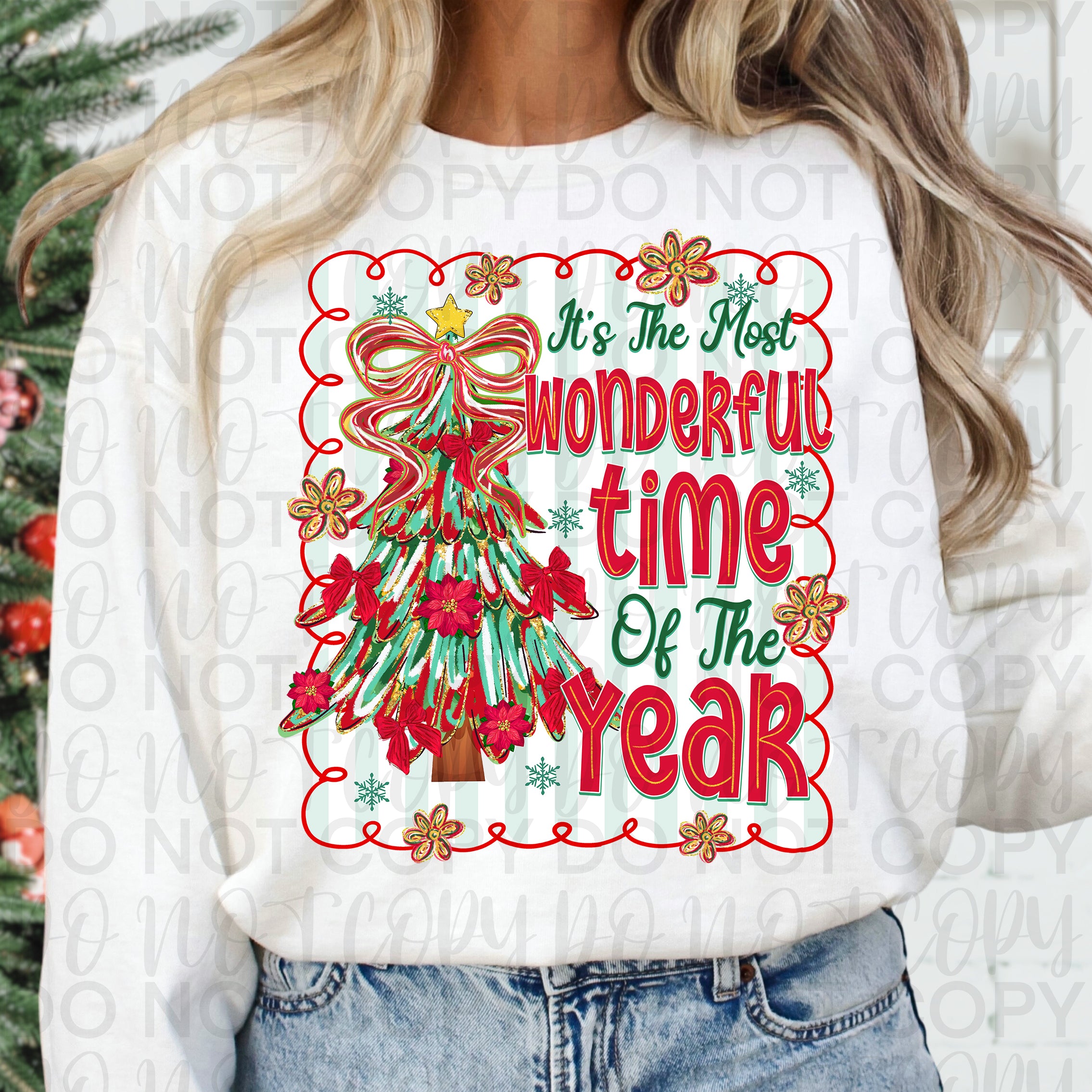 Most Wonderful Time Year Christmas Png, Preppy, Panel, Christmas Tree Bow