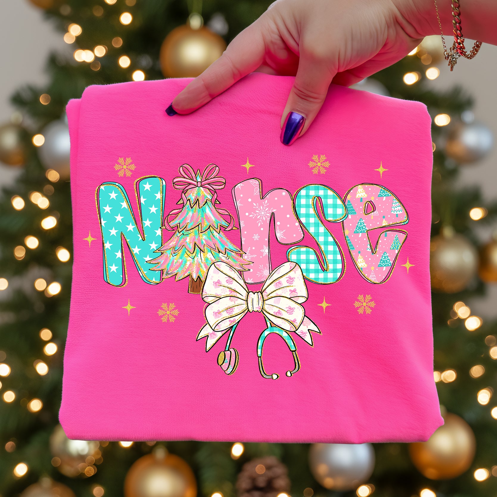 Preppy Christmas Nurse Coquette PNG