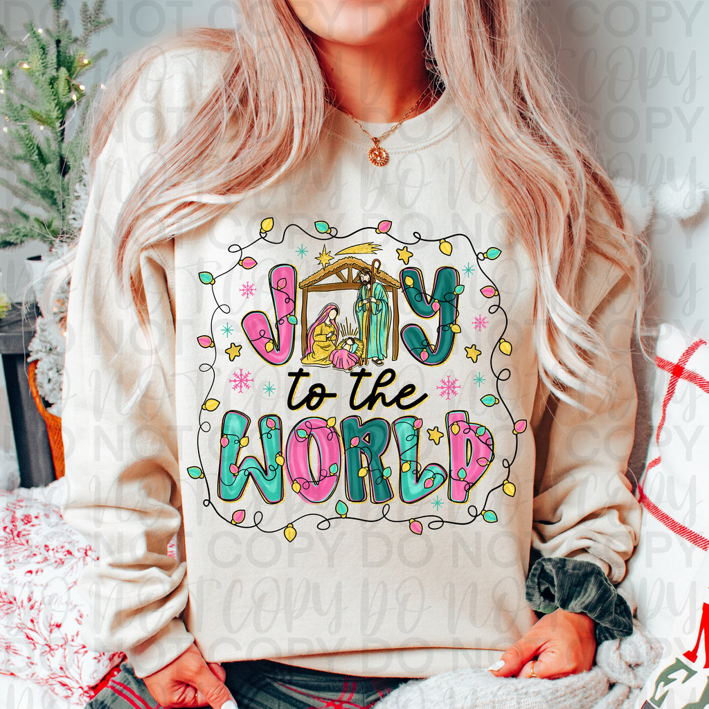 Joy to the World Pink Christmas PNG