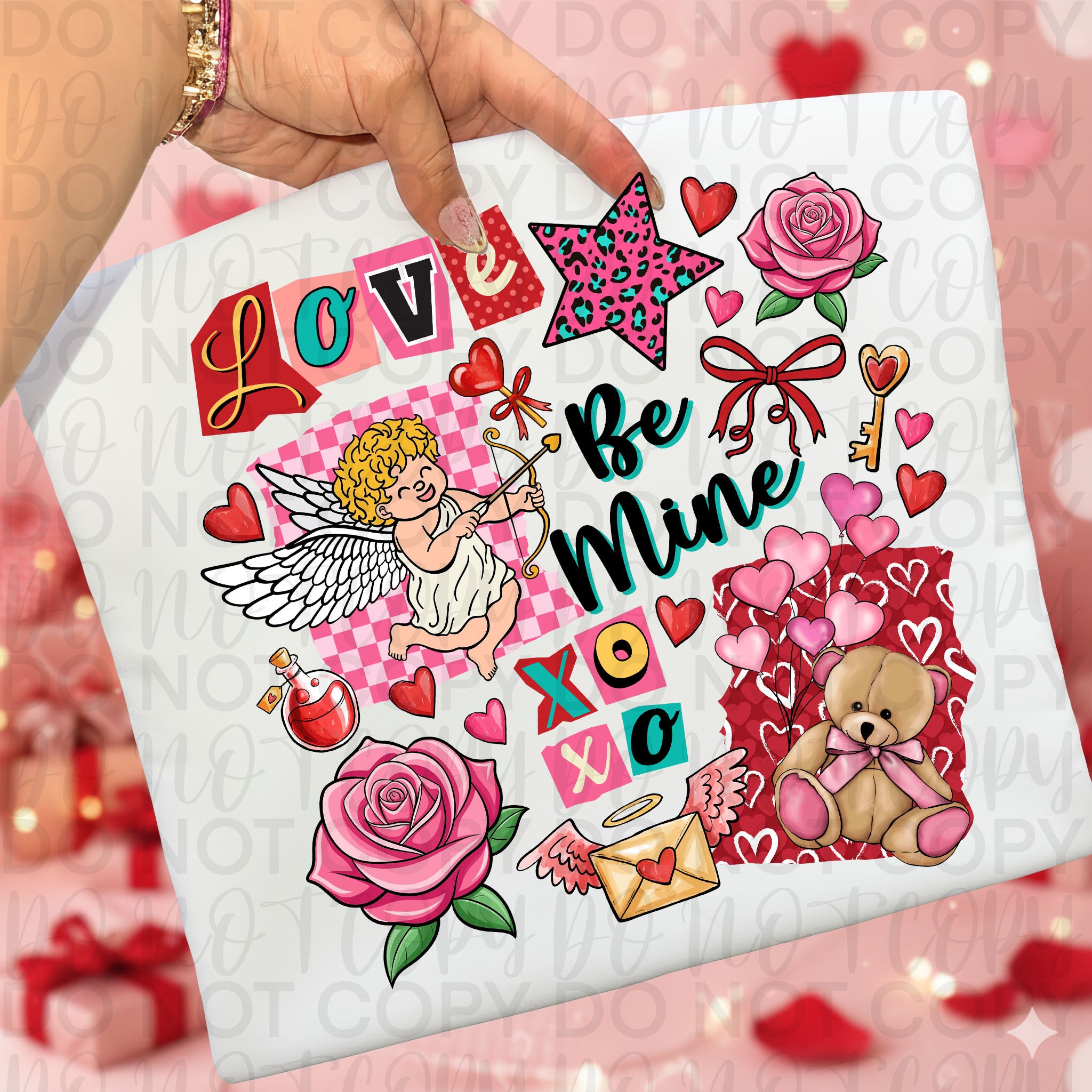 Retro Valentine Collage PNG