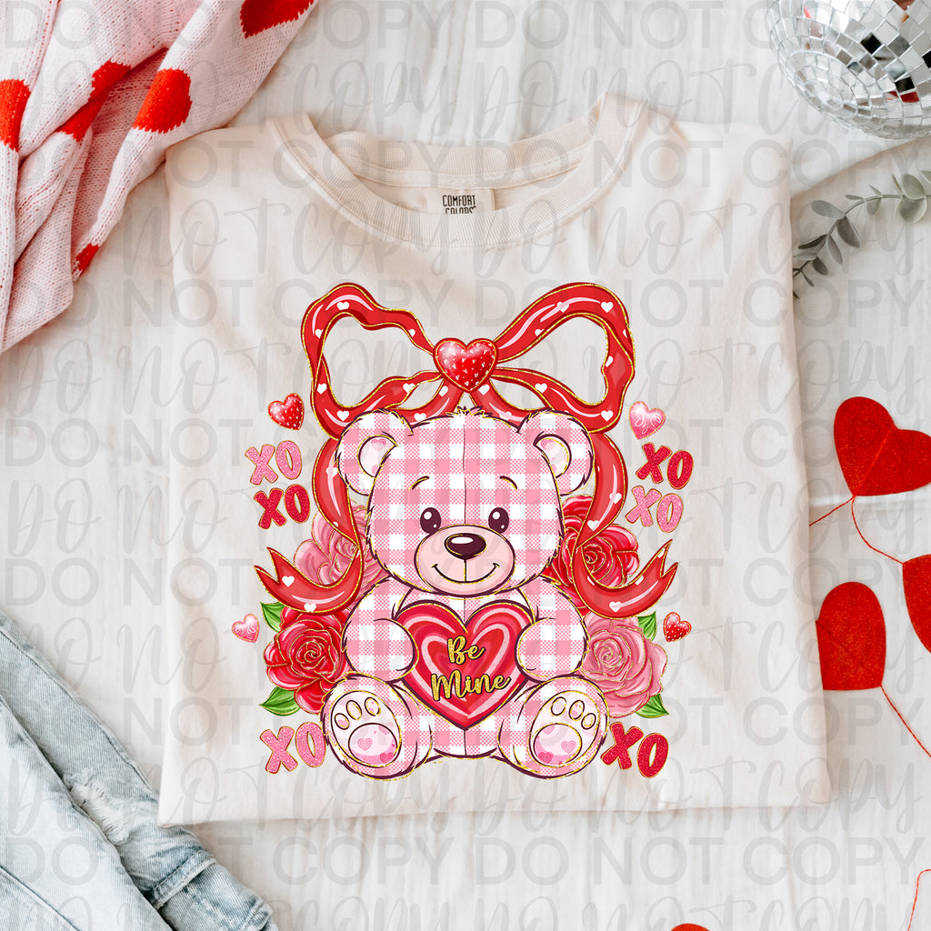 Be Mine Teddy Bear Coquette Bow PNG