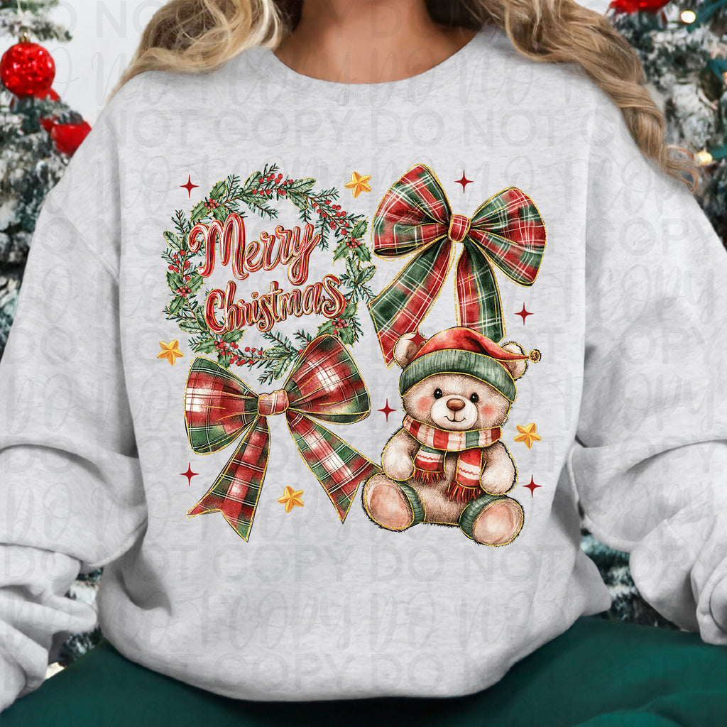 Teddy Bear Christmas Coquette PNG