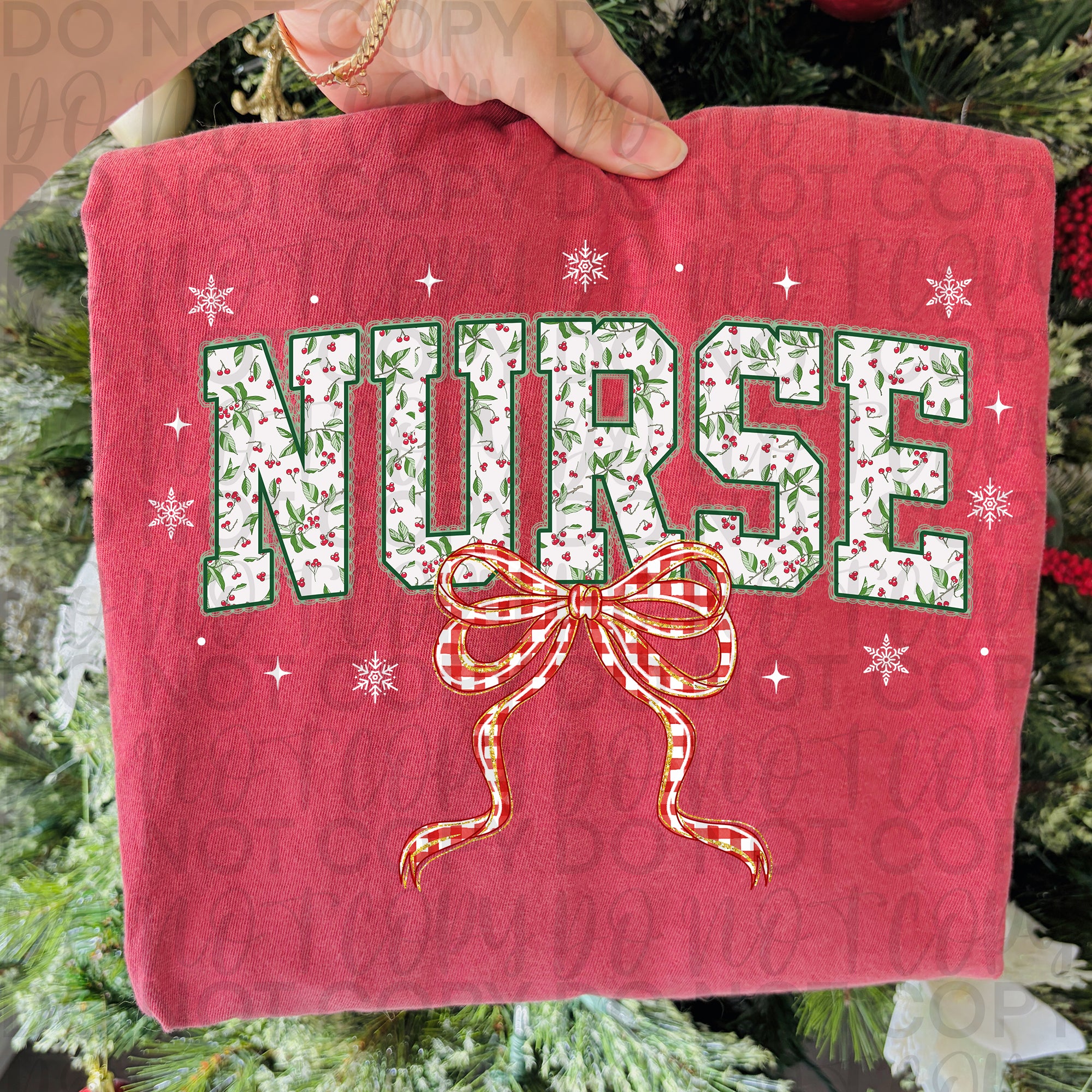 Red Plaid Christmas Nurse Lace PNG