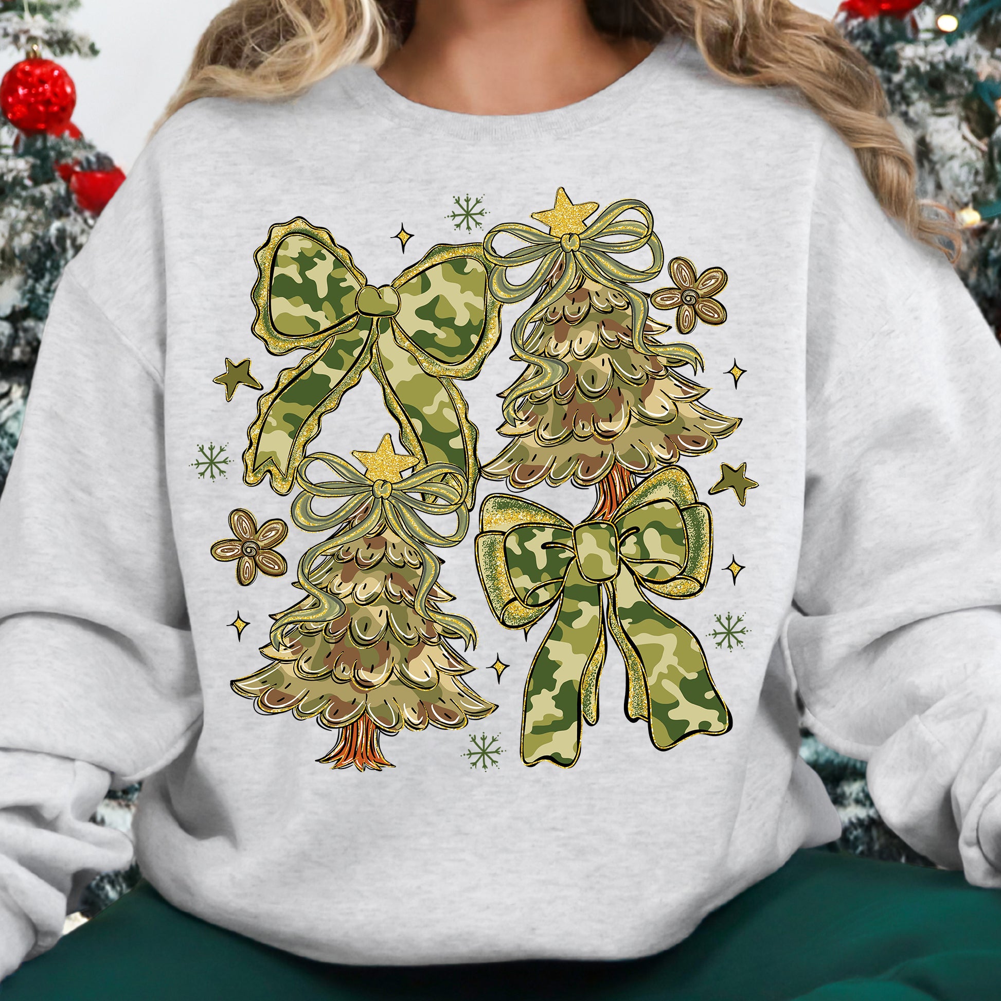 Camo Christmas Coquette PNG