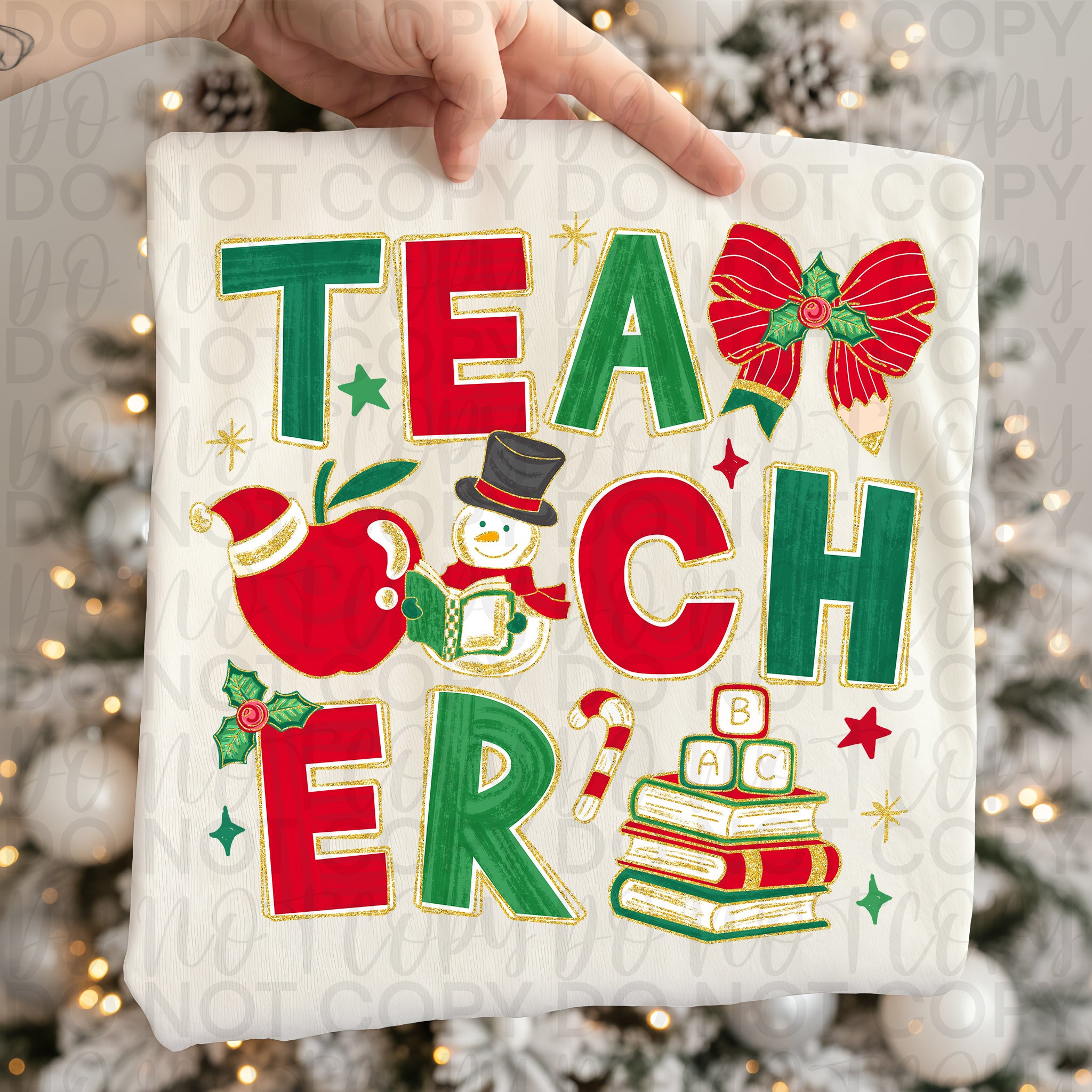 Teacher Christmas Doodle PNG