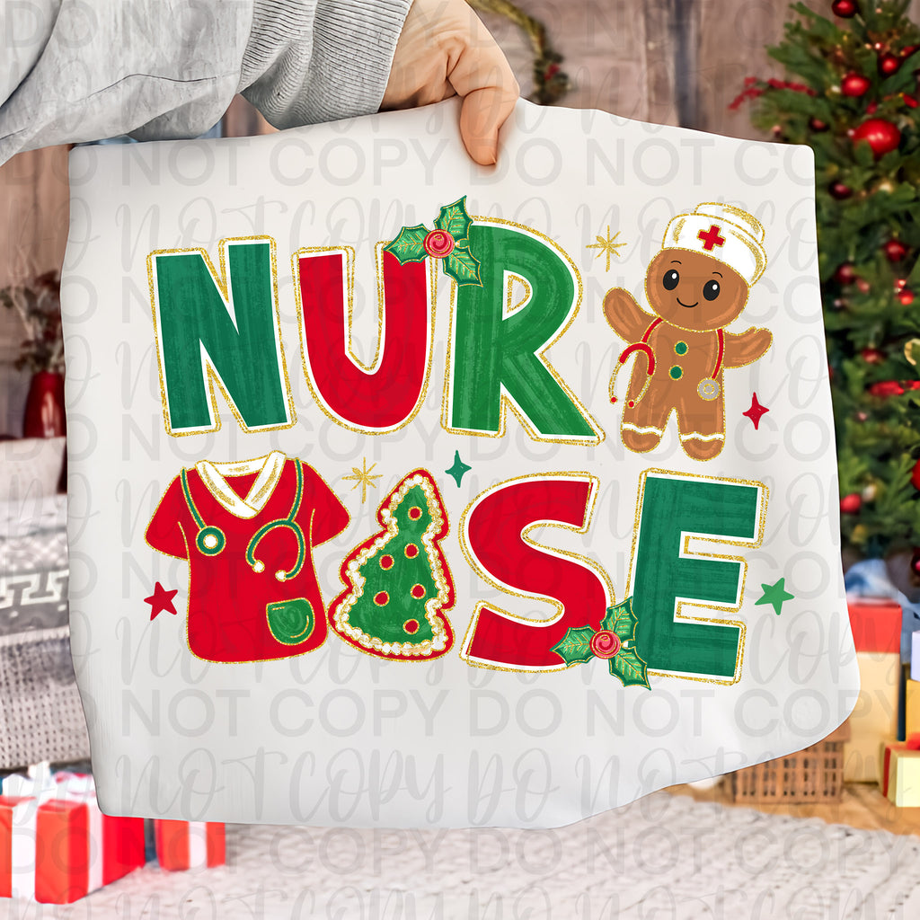 Nurse Christmas Doodle PNG