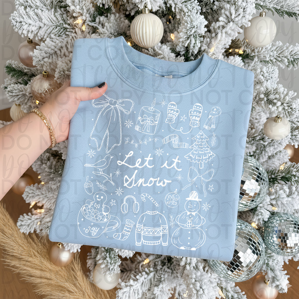 Let It Snow Winter Doodle PNG