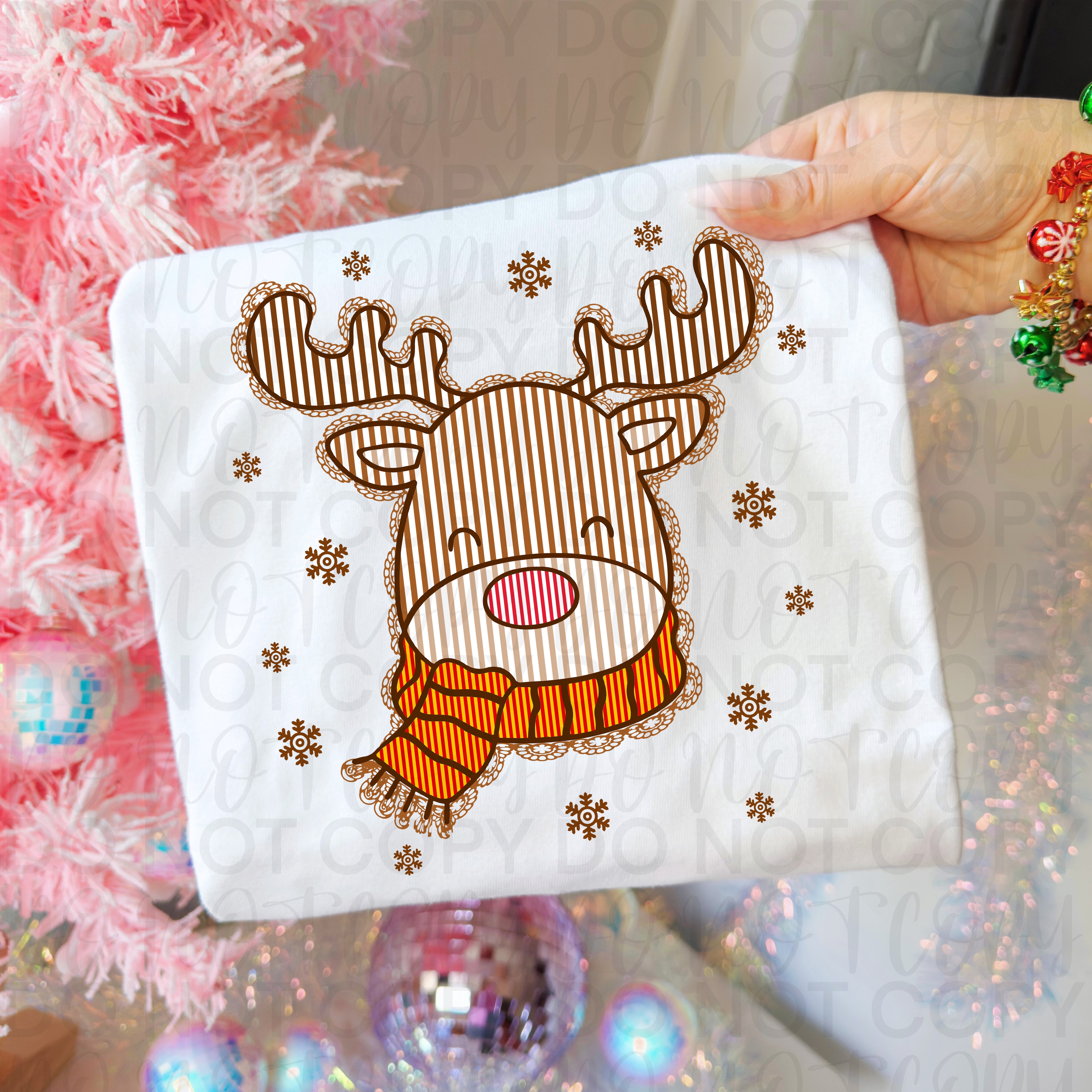 Faux Lace Christmas Reindeer PNG