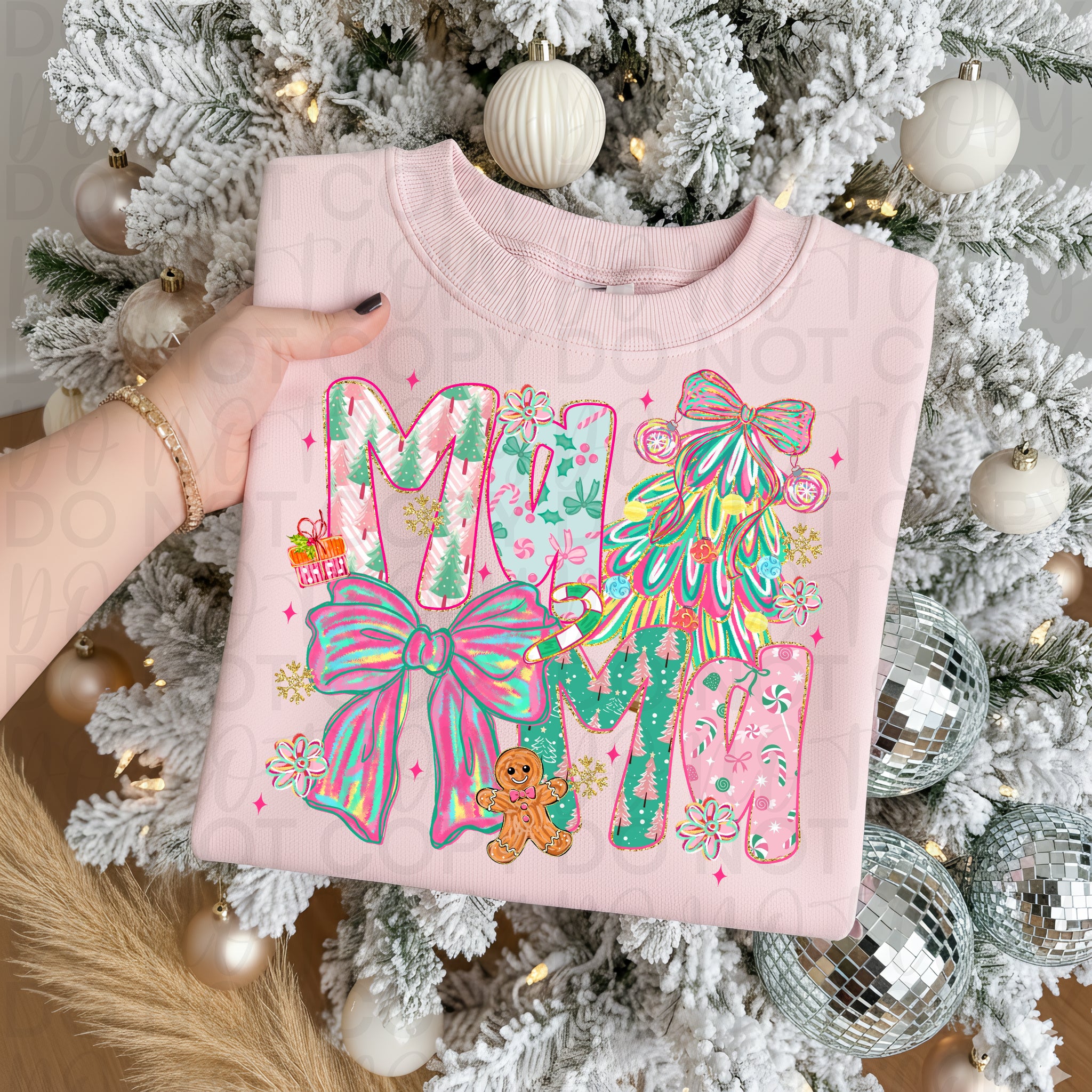 Coquette Christmas Mama PNG