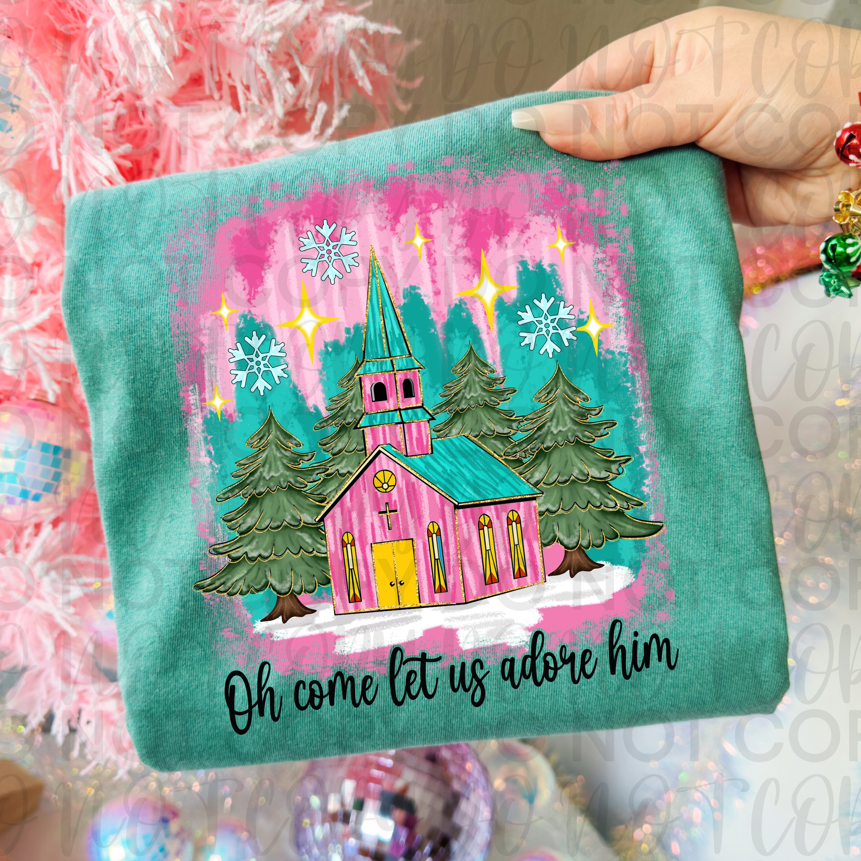 Oh Come Let Us Adore Him Christian Christmas PNG