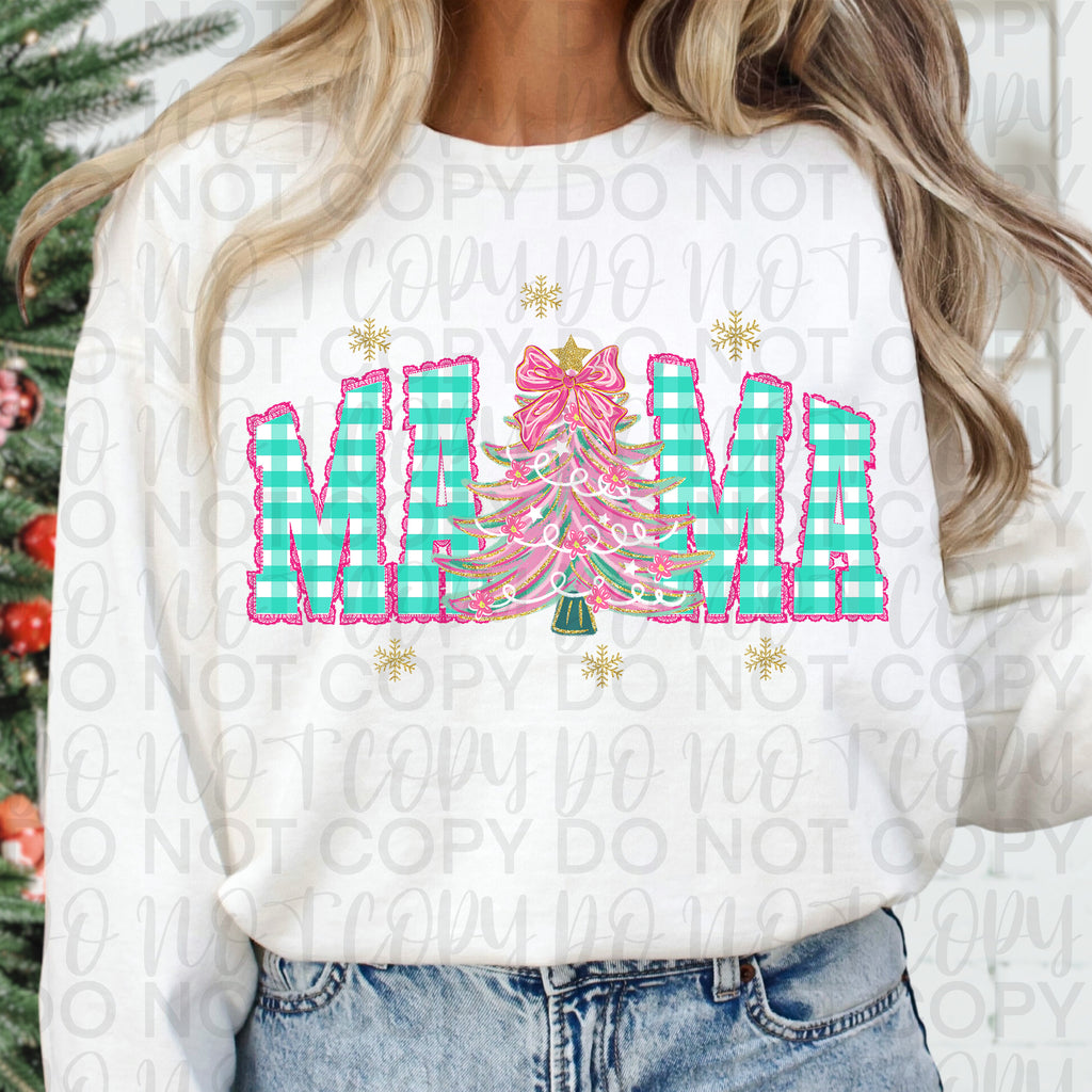 Faux Lace Christmas Mama PNG