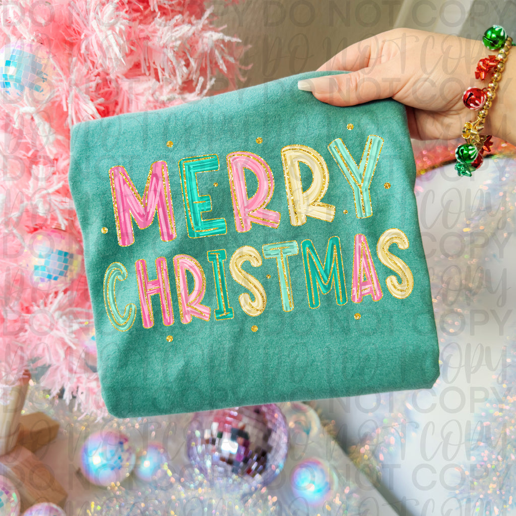 Pink Merry Christmas Doodle PNG