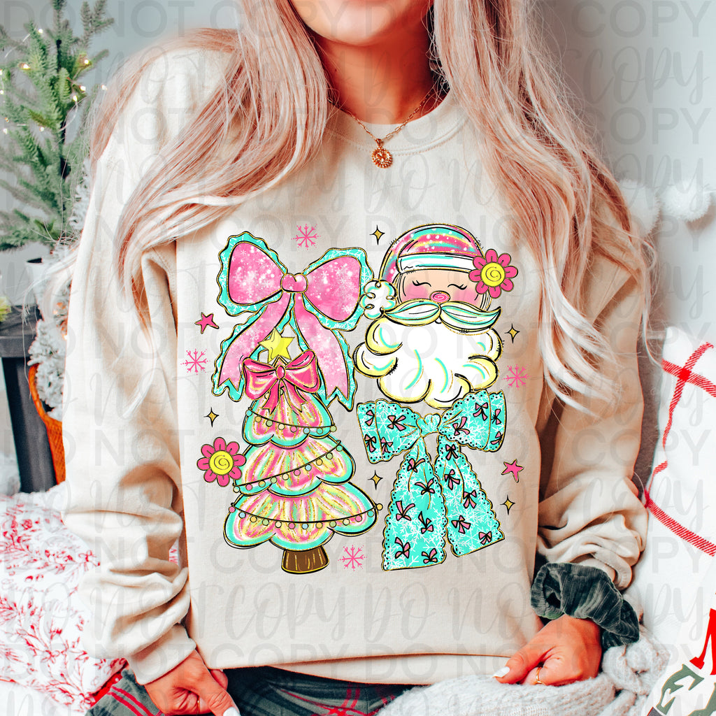 Pink Santa Christmas Coquette PNG