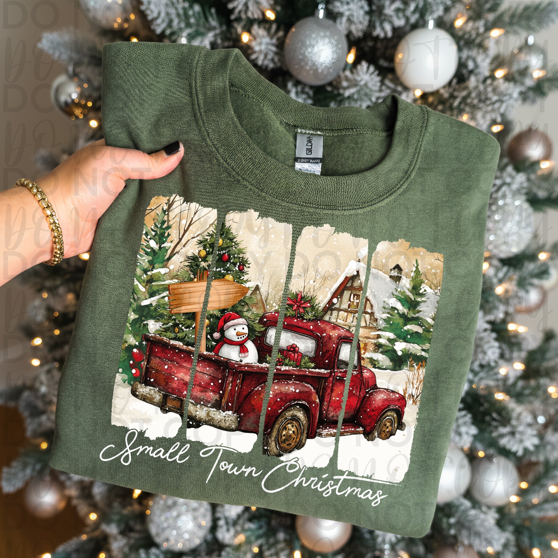 Small Town Christmas Brushstroke PNG