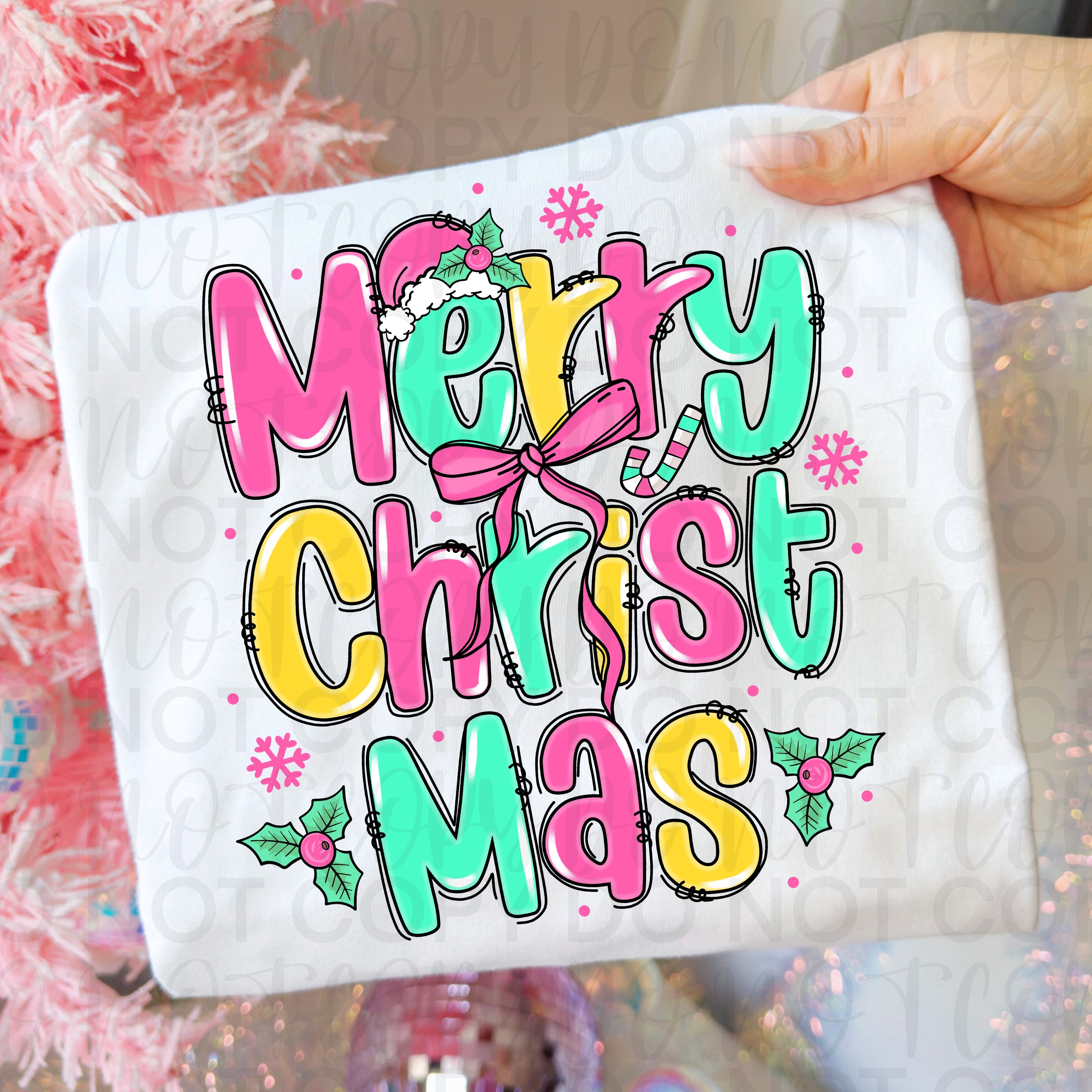 Merry Christmas Doodle Letters PNG