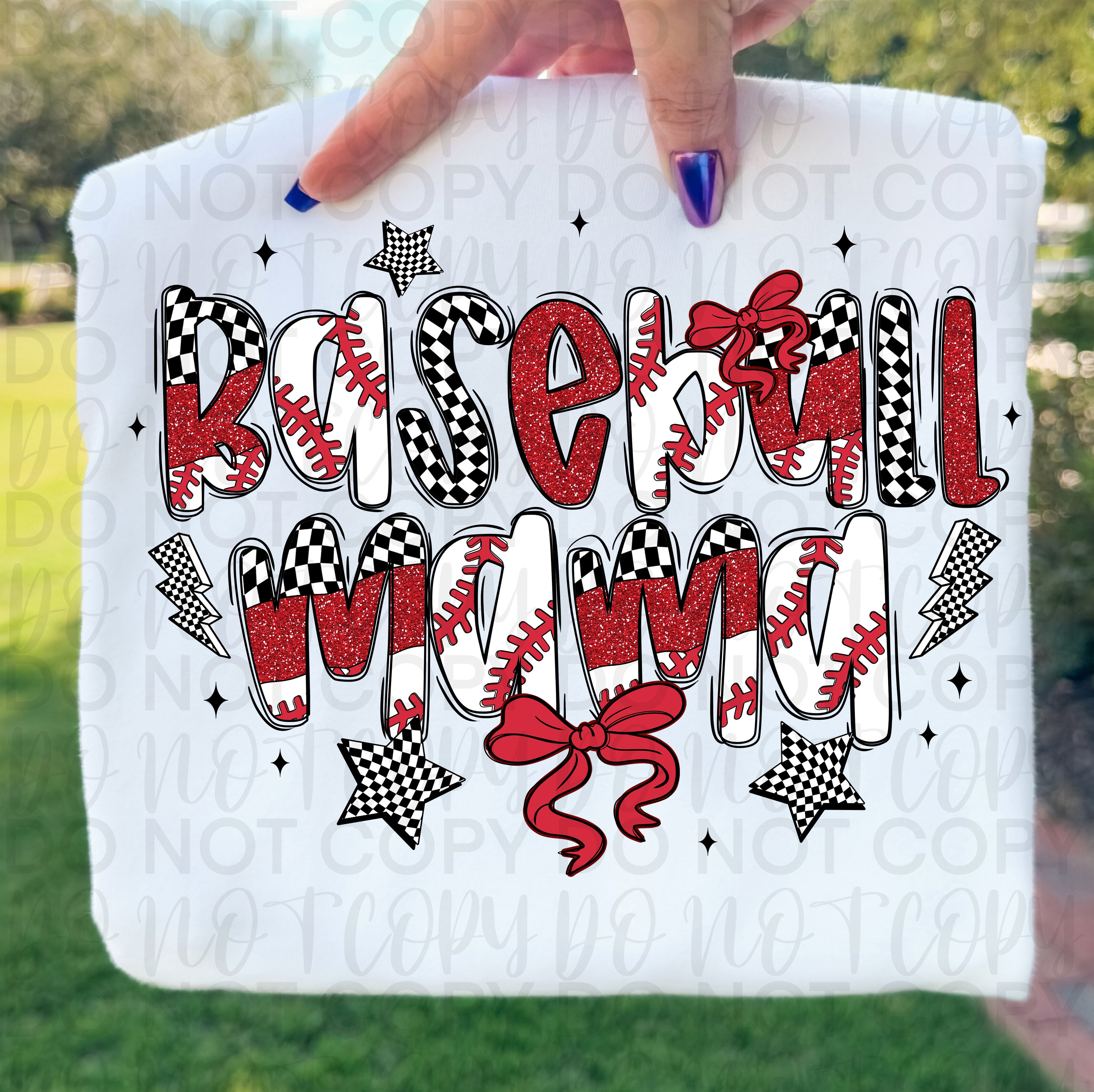 Glitter Baseball Mama PNG