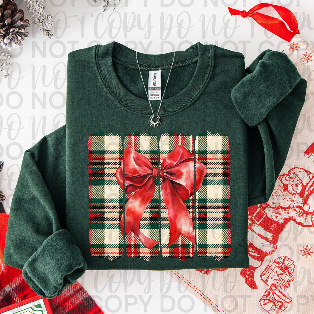 Plaid Christmas Bow Brushstroke PNG