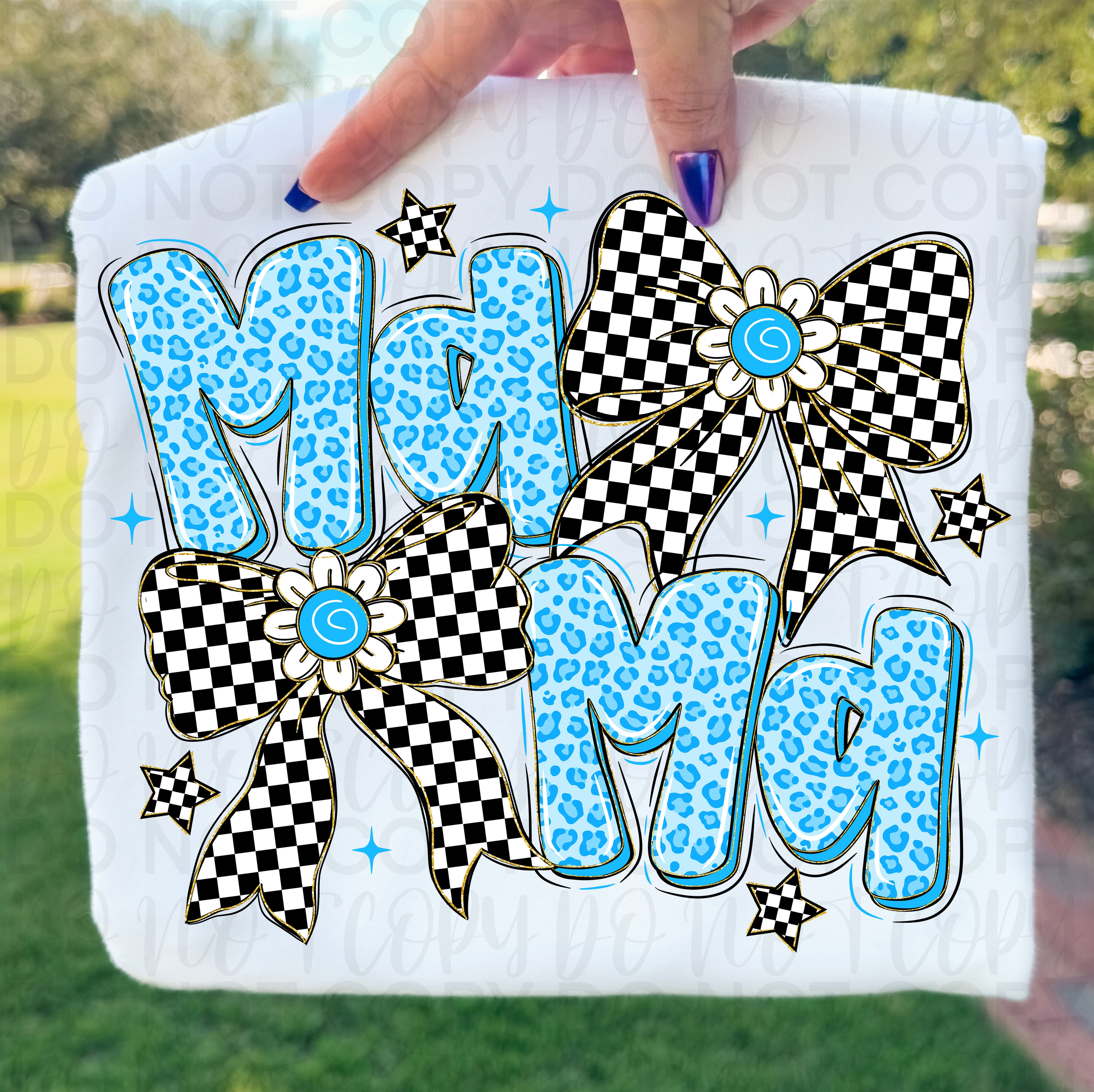 Retro Blue Mama Coquette PNG