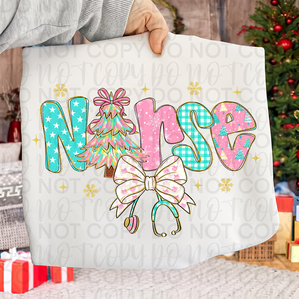Preppy Christmas Nurse Coquette PNG