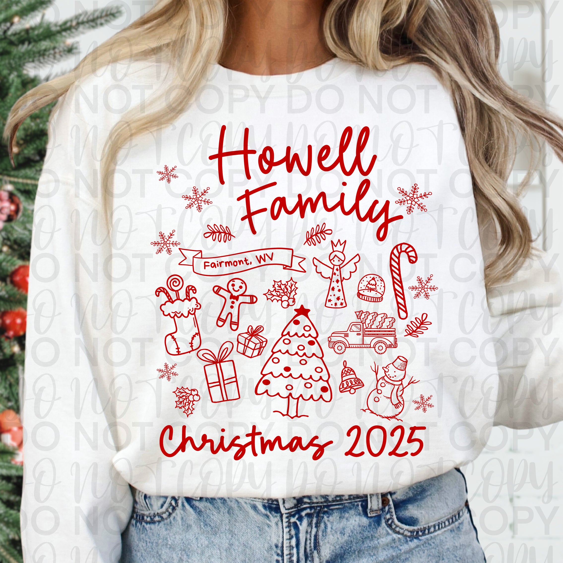 *Editable* Family Christmas Doodle PNG