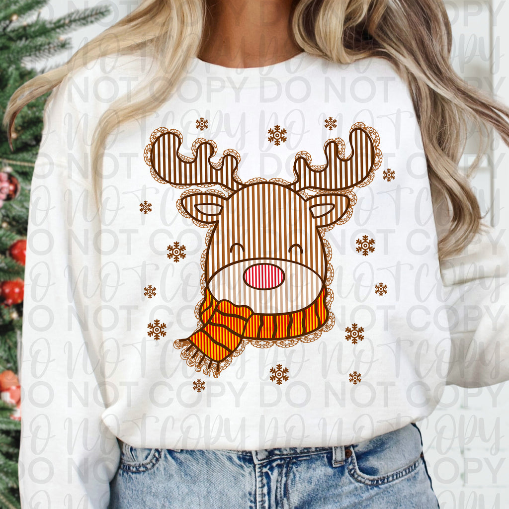 Faux Lace Christmas Reindeer PNG