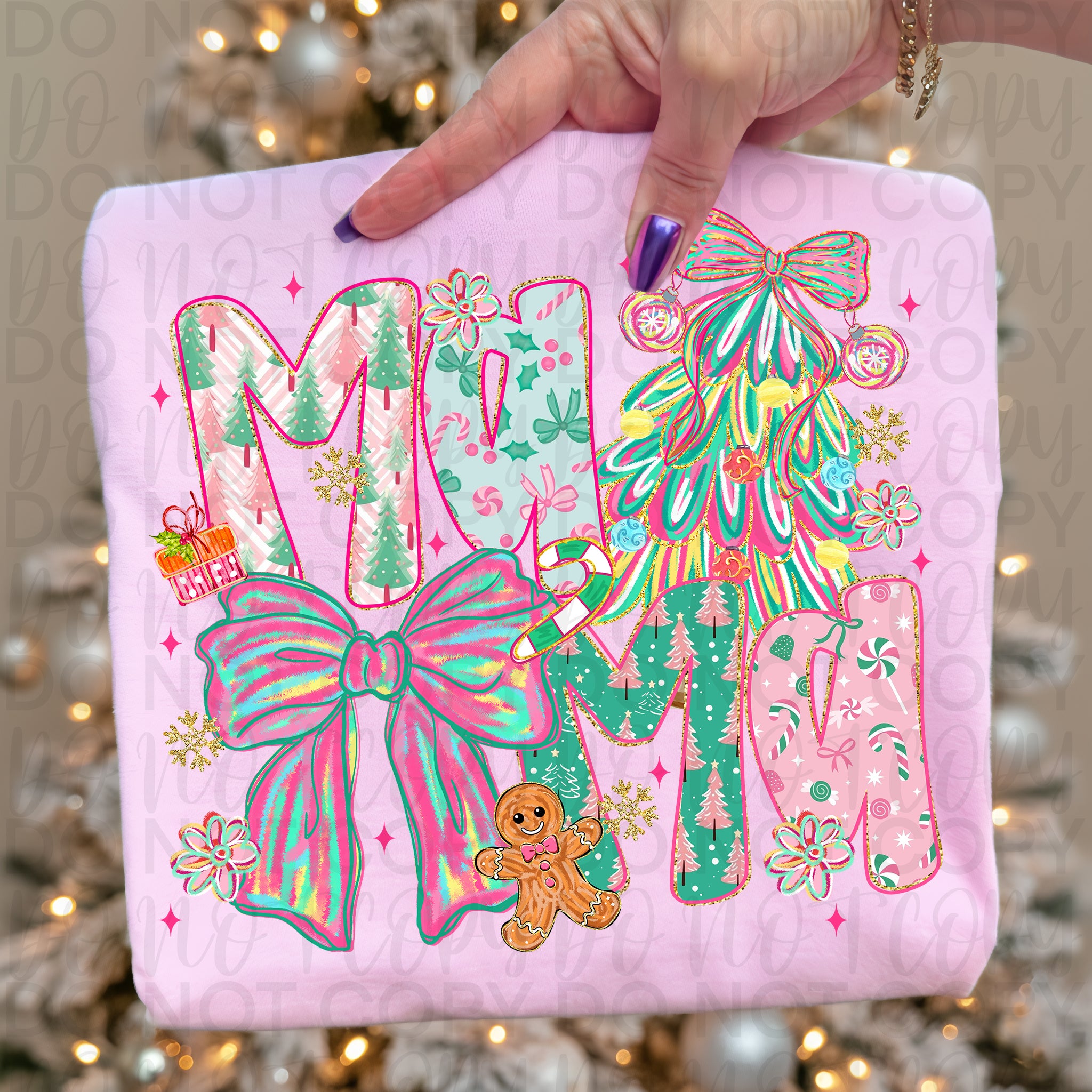 Coquette Christmas Mama PNG